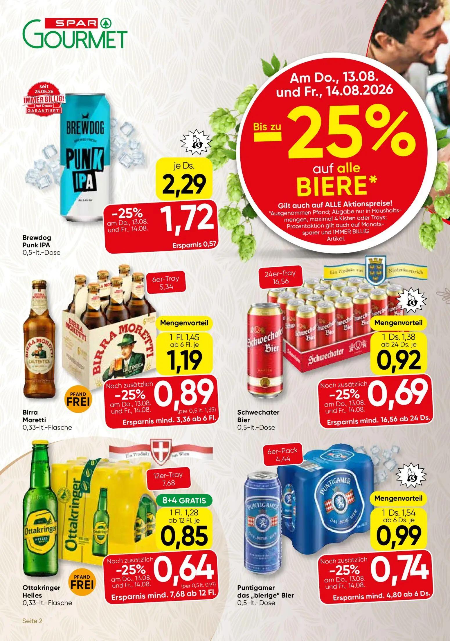 Spar Gourmet Prospekt, Seite 2 von 12 — Puntigamer das „bierige" Bier, Schwechater Bier, Ottakringer Helles