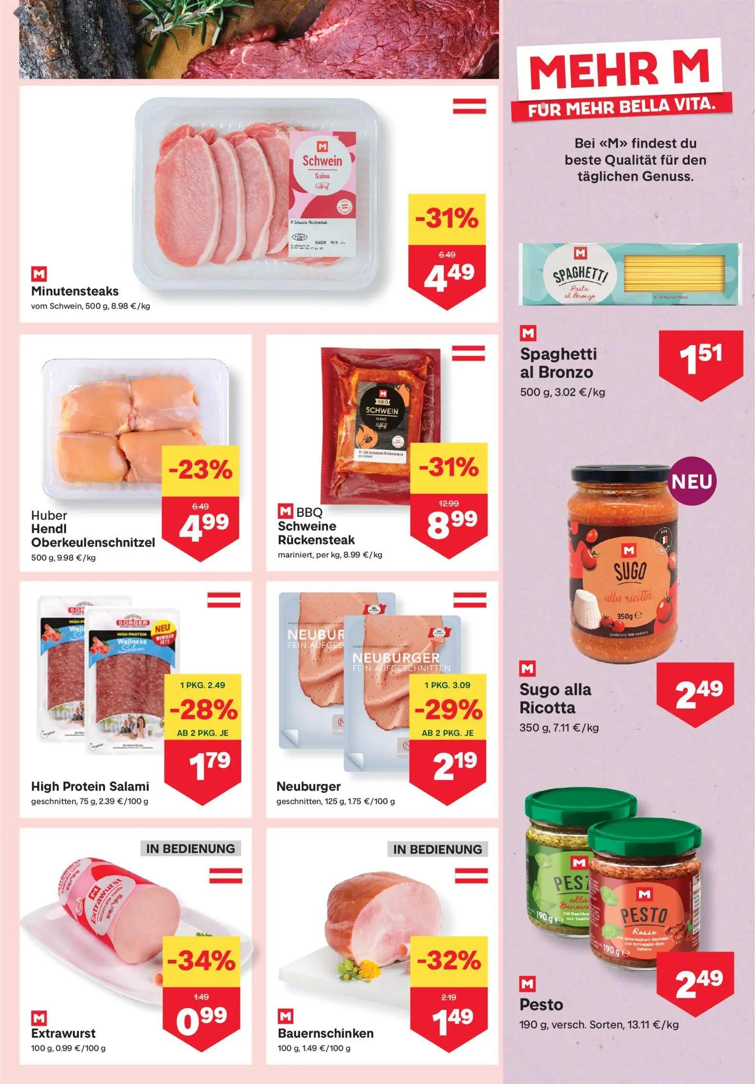 MPREIS Prospekt, Seite 3 von 16 — BBQ Schweine Rückensteak, Minutensteaks, Huber Hendl Oberkeulenschnitzel