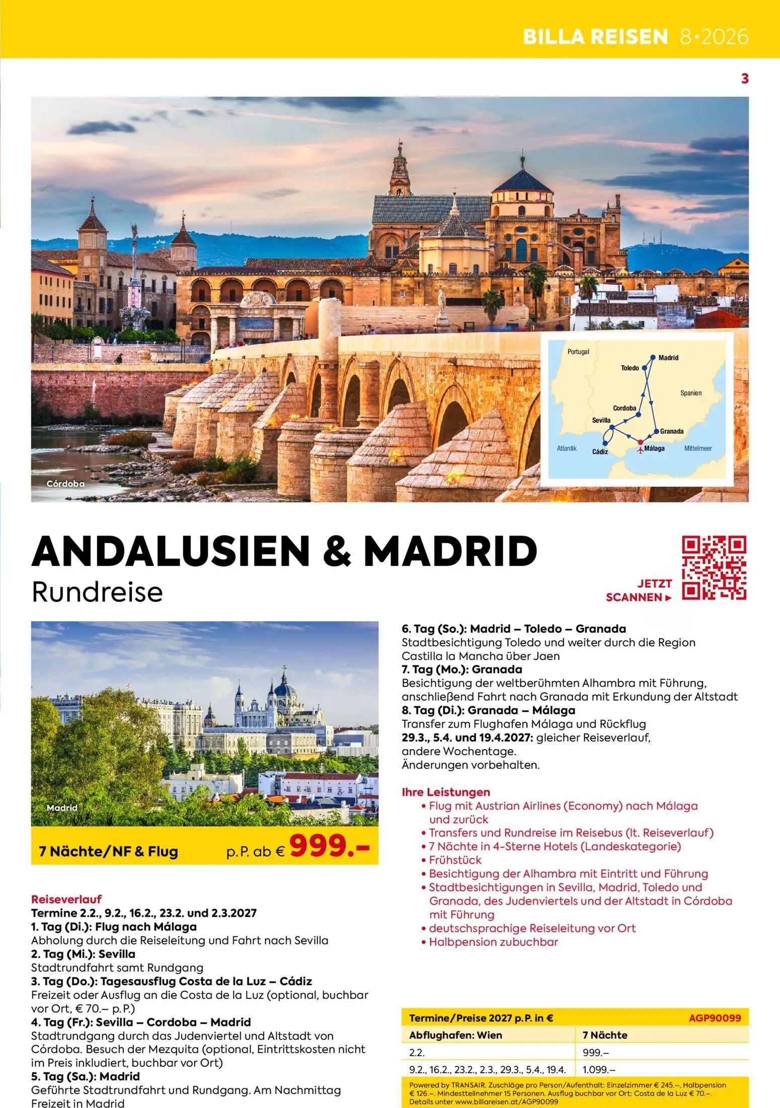 Billa Prospekt, Seite 3 von 16 — ANDALUSIEN & MADRID Rundreise, 7 Nächte, 7 Nächte