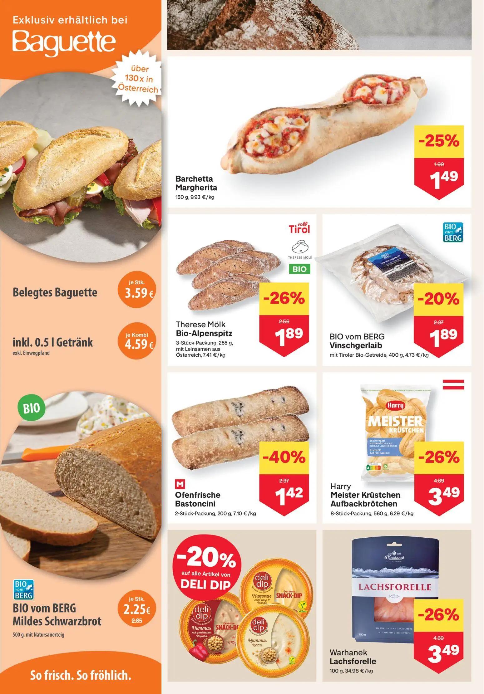 MPREIS Prospekt, Seite 4 von 16 — Harry Meister Krüstchen Aufbackbrötchen, Warhanek Lachsforelle, Ofenfrische Bastoncini