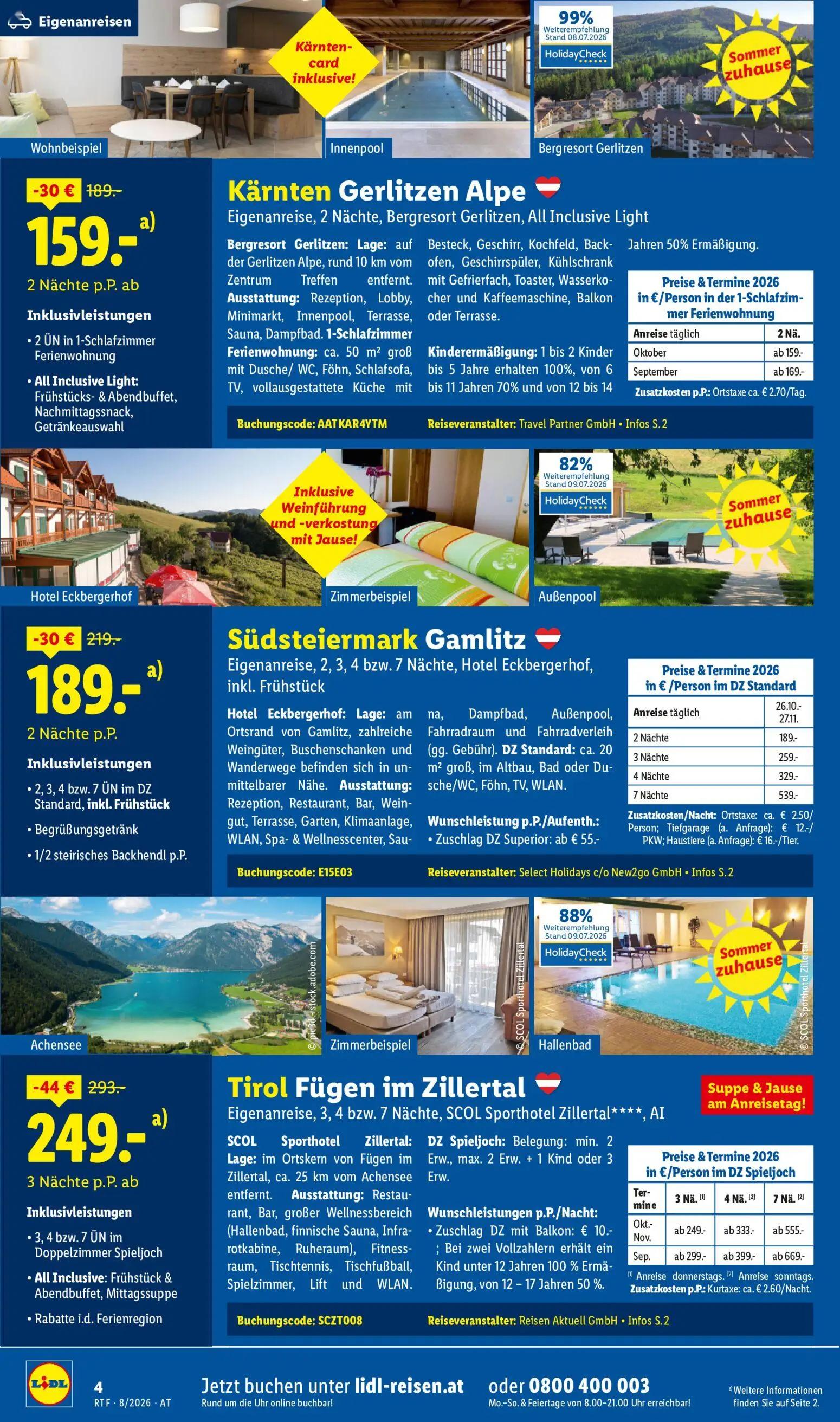 Lidl Prospekt, Seite 4 von 20 — Tirol Fügen im Zillertal, Kärnten Gerlitzen Alpe, Südsteiermark Gamlitz