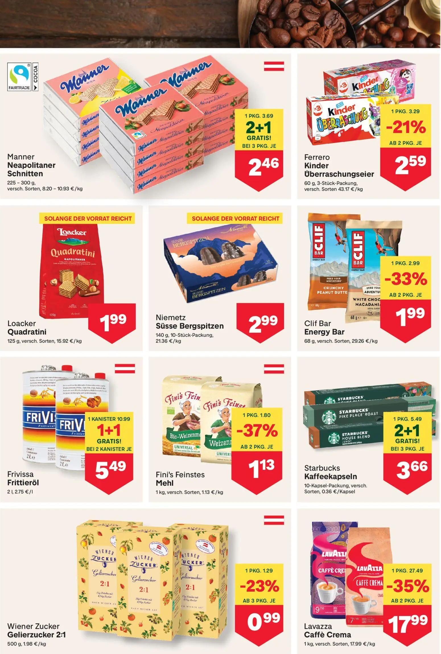 MPREIS Prospekt, Seite 6 von 16 — Lavazza Caffè Crema, Frivissa Frittieröl, Starbucks Kaffeekapseln