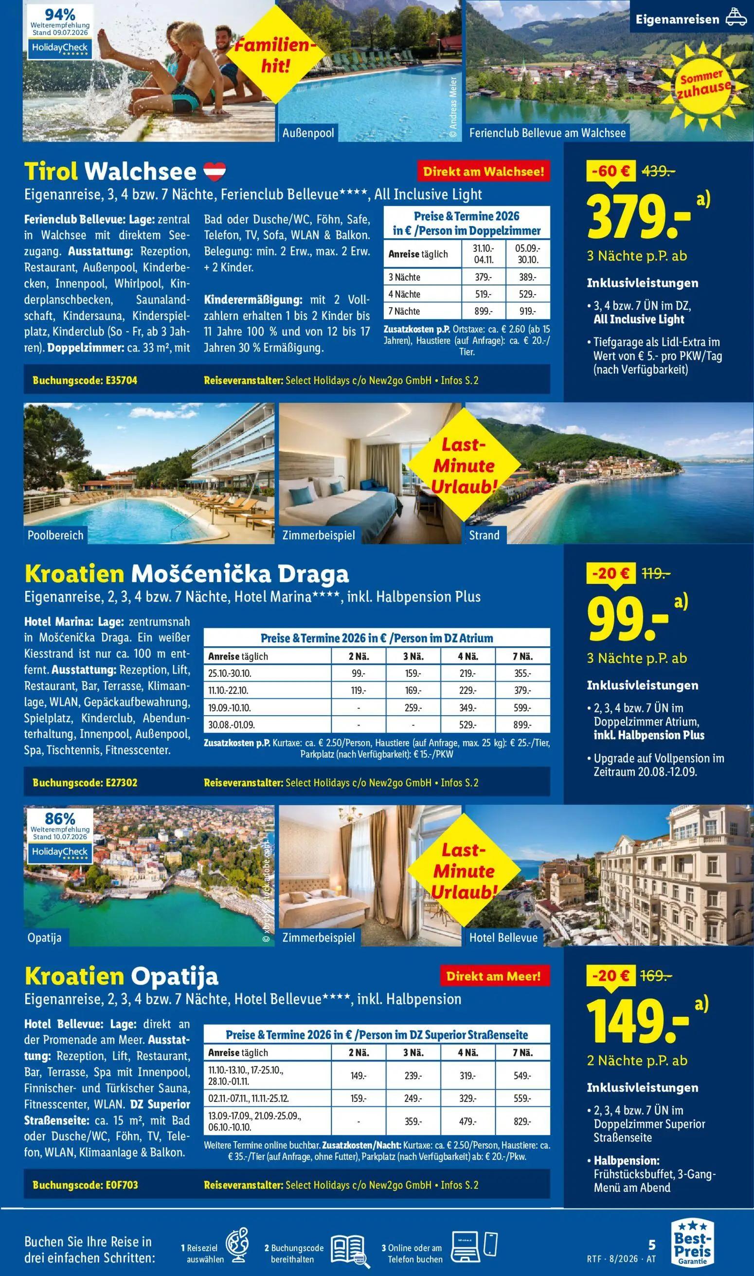 Lidl Prospekt, Seite 5 von 20 — Tirol Walchsee, Kroatien Mošćenička Draga, Kroatien Opatija