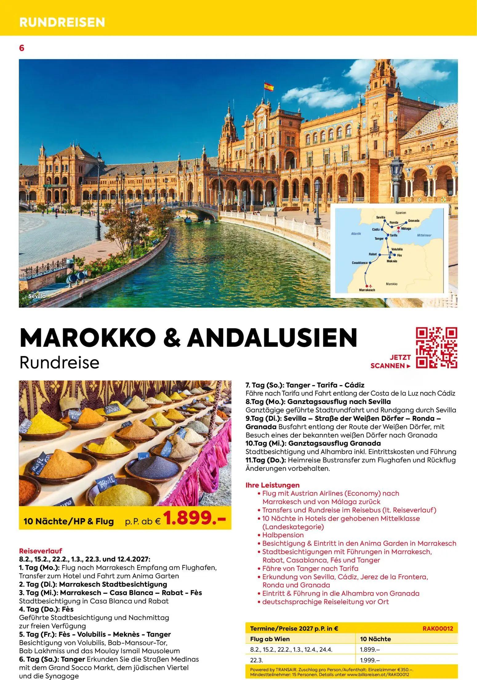 Billa Prospekt, Seite 6 von 16 — MAROKKO & ANDALUSIEN Rundreise, Flug ab Wien, Flug ab Wien