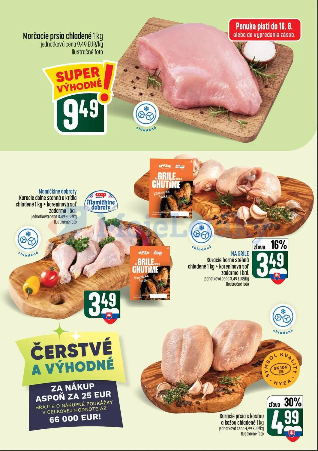 Coop Tempo leták, strana 8 z 64 — Kuracie prsia s kosťou a kožou chladené, NA GRILE Kuracie horné stehná chladené, Morčacie …