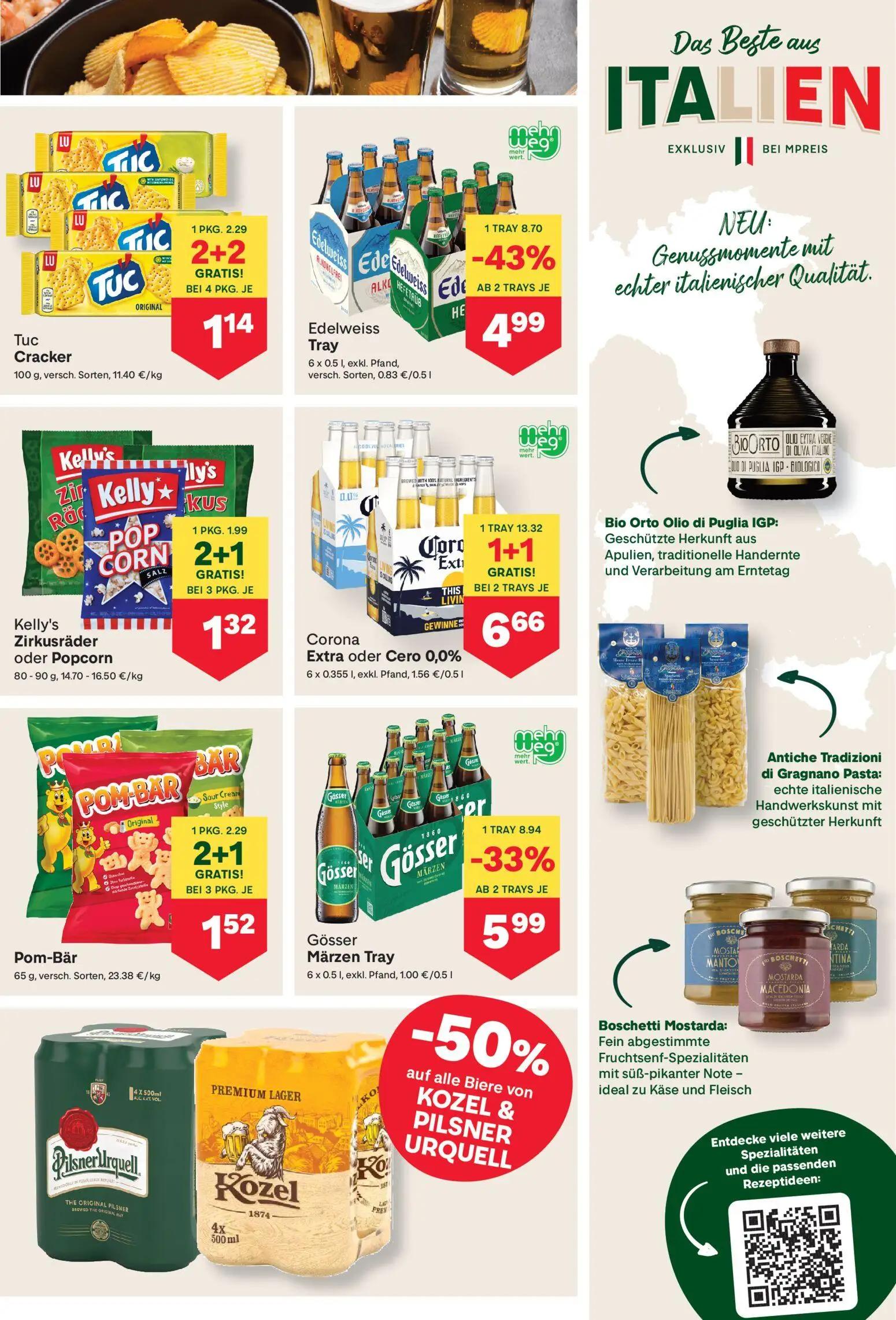 MPREIS Prospekt, Seite 9 von 16 — Corona Extra oder Cero 0,0%, Edelweiss Tray, Gösser Märzen Tray