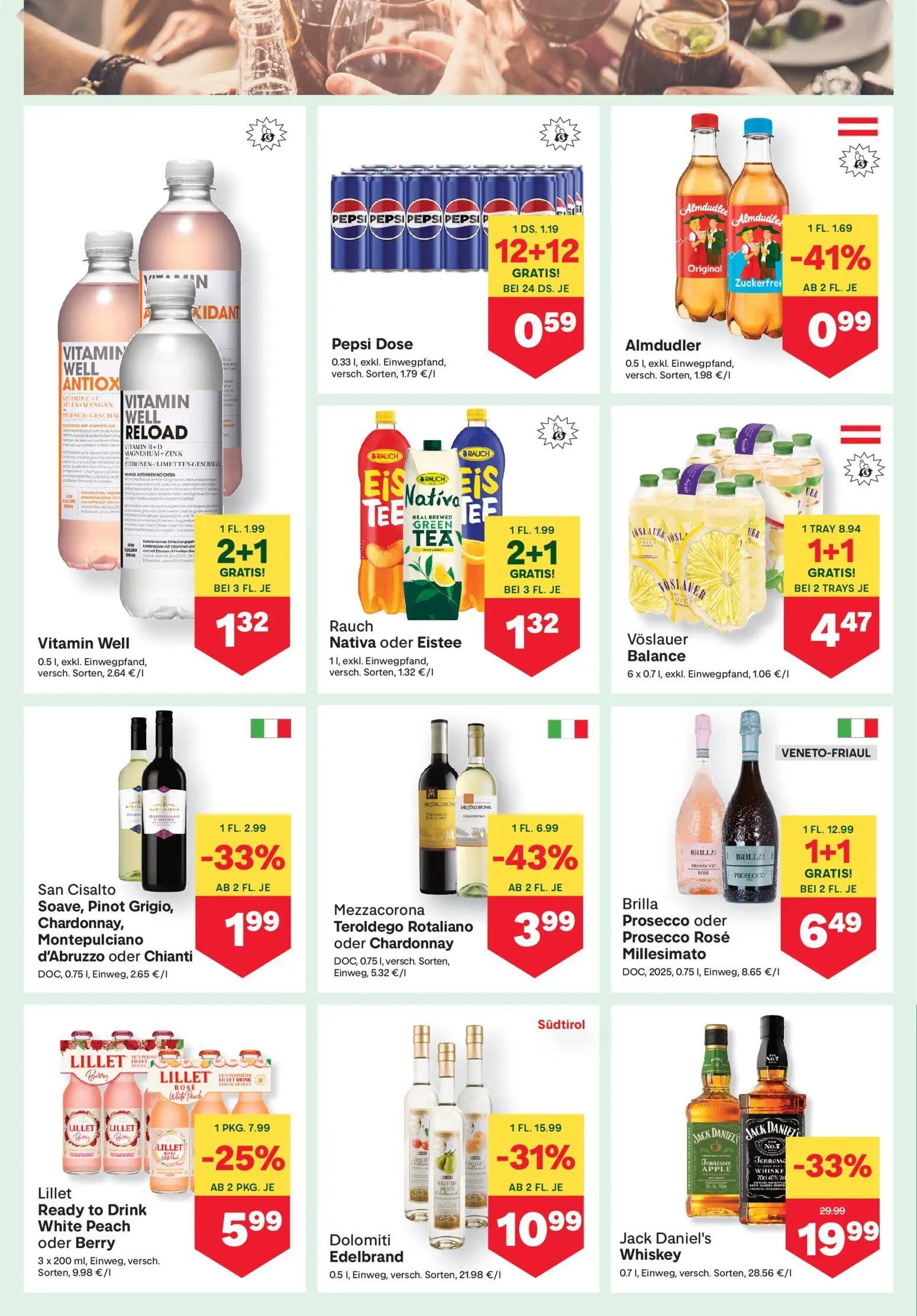 MPREIS Prospekt, Seite 10 von 16 — Jack Daniel's Whiskey, Brilla Prosecco oder Prosecco Rosé Millesimato, Dolomiti Edelbrand
