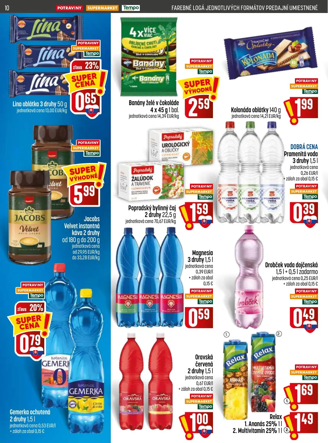 Coop Jednota leták, strana 10 z 28 — Gemerka ochutená, Lina oblátka, Banány želé v čokoláde