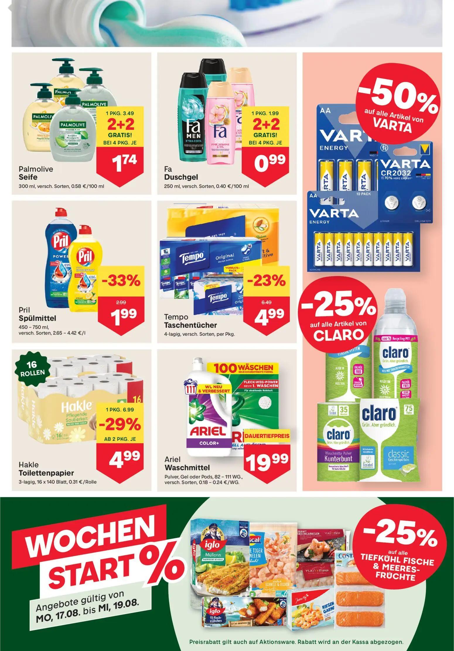 MPREIS Prospekt, Seite 11 von 16 — Hakle Toilettenpapier, Palmolive Seife, Tempo Taschentücher