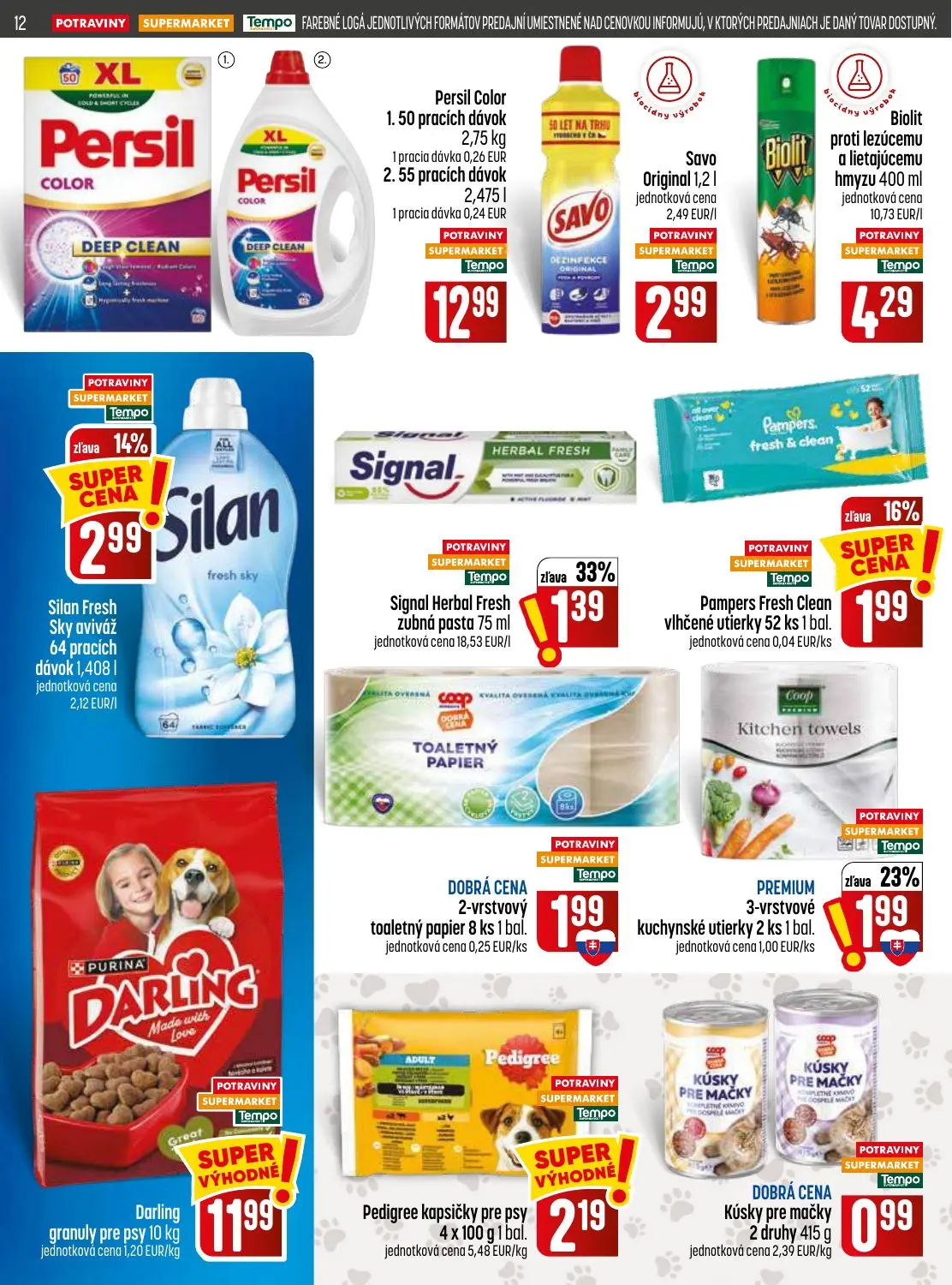 Coop Jednota leták, strana 12 z 28 — Signal Herbal Fresh zubná pasta, kuchynské utierky, Silan Fresh Sky aviváž