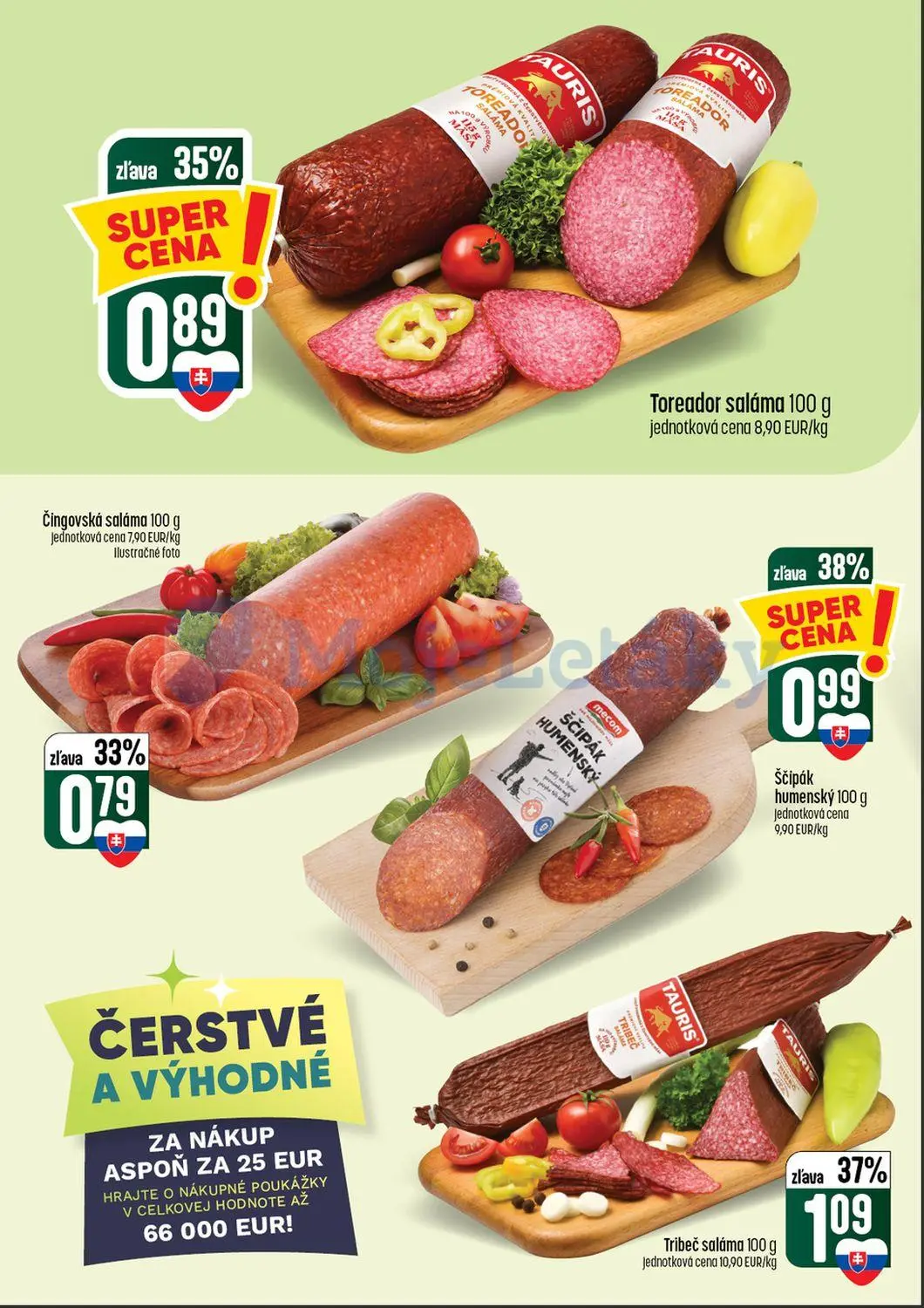Coop Tempo leták, strana 12 z 64 — Tribeč saláma, Ščipák humenský, Toreador saláma