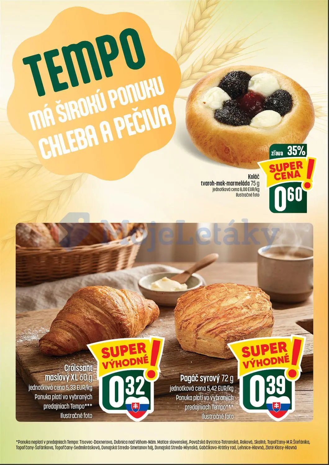 Coop Tempo leták, strana 15 z 64 — Koláč tvaroh-mak-marmeláda, Croissant maslový XL, Pagáč syrový
