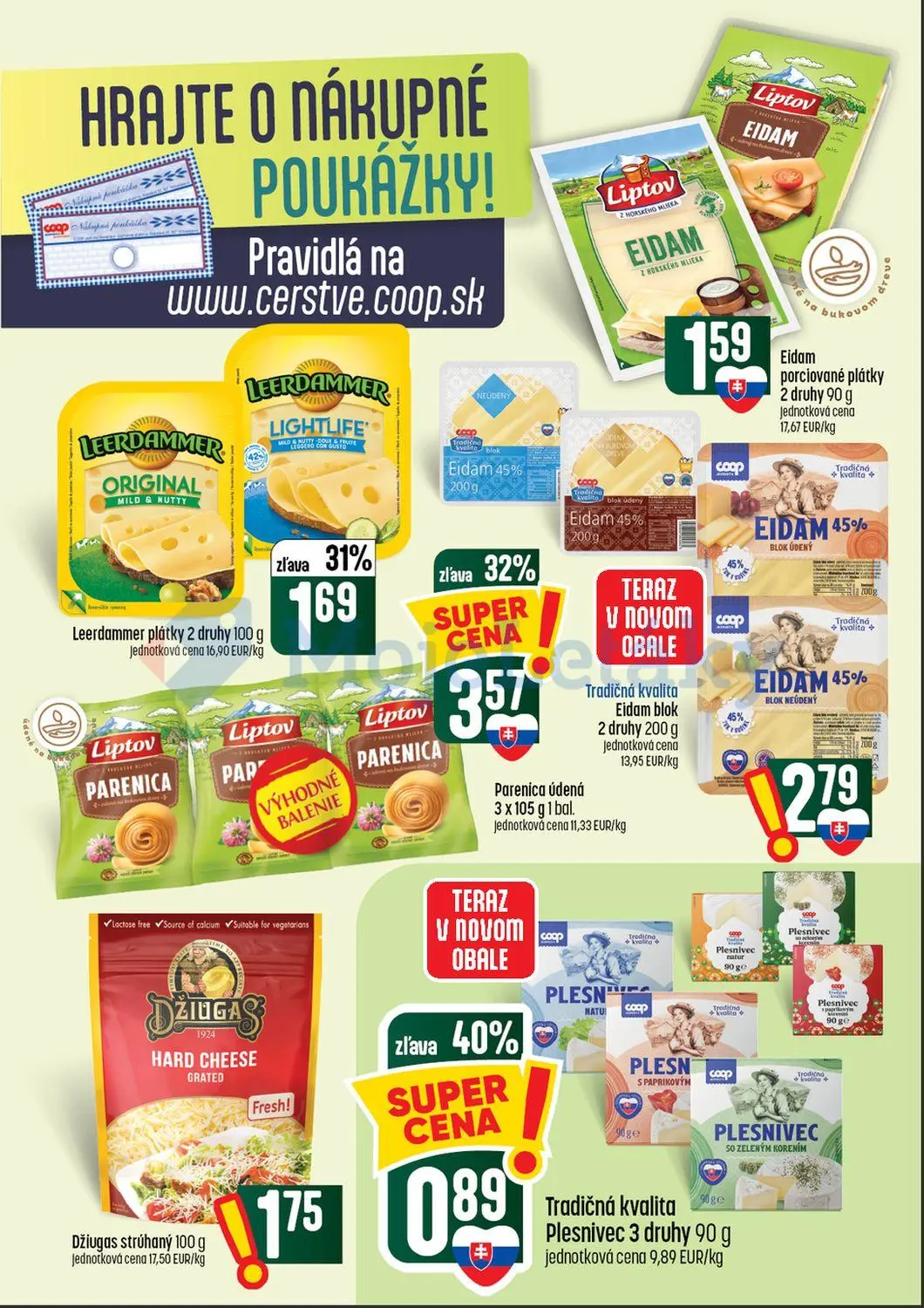 Coop Tempo leták, strana 19 z 64 — Parenica údená, Eidam blok, Leerdammer plátky