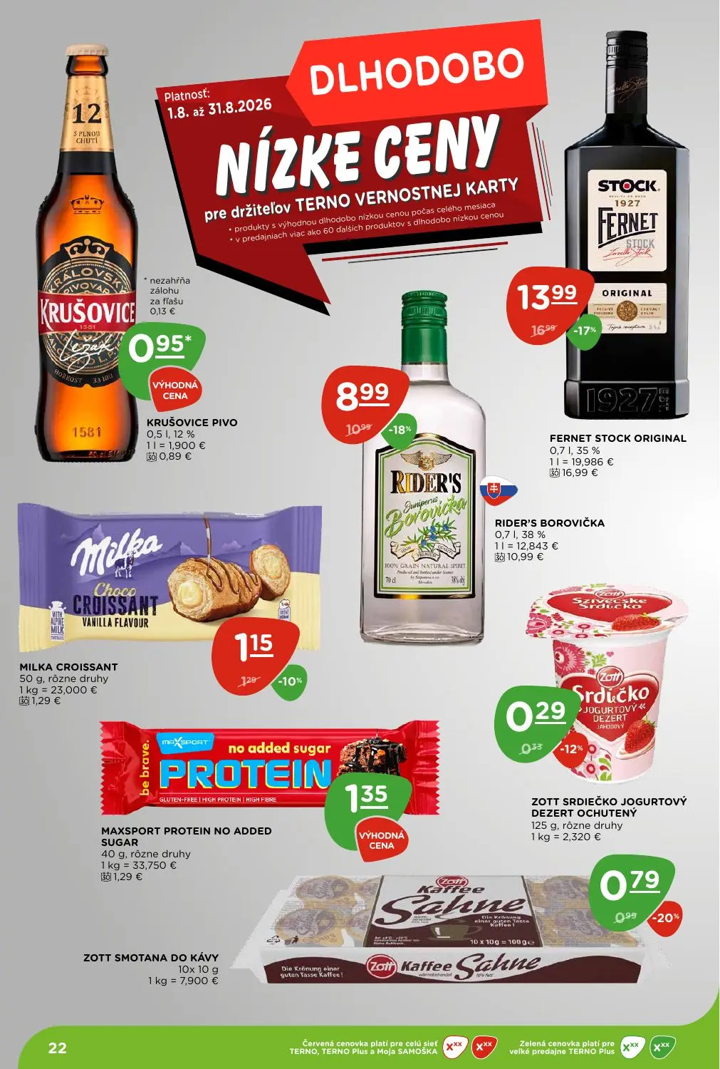 Terno leták, strana 22 z 29 — FERNET STOCK ORIGINAL, RIDER'S BOROVIČKA, ZOTT SMOTANA DO KÁVY