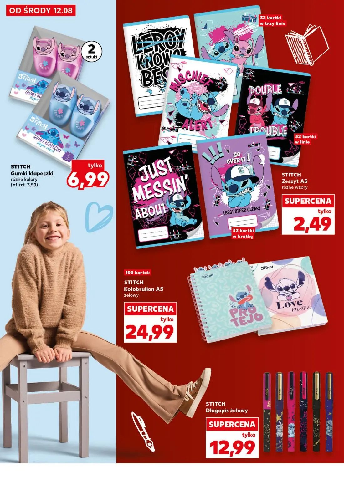 Kaufland gazetka, strona 22 z 40 — Gumki klapeczki różne kolory, Zeszyt A5 różne wzory, Kołobrulion A5 żelowy