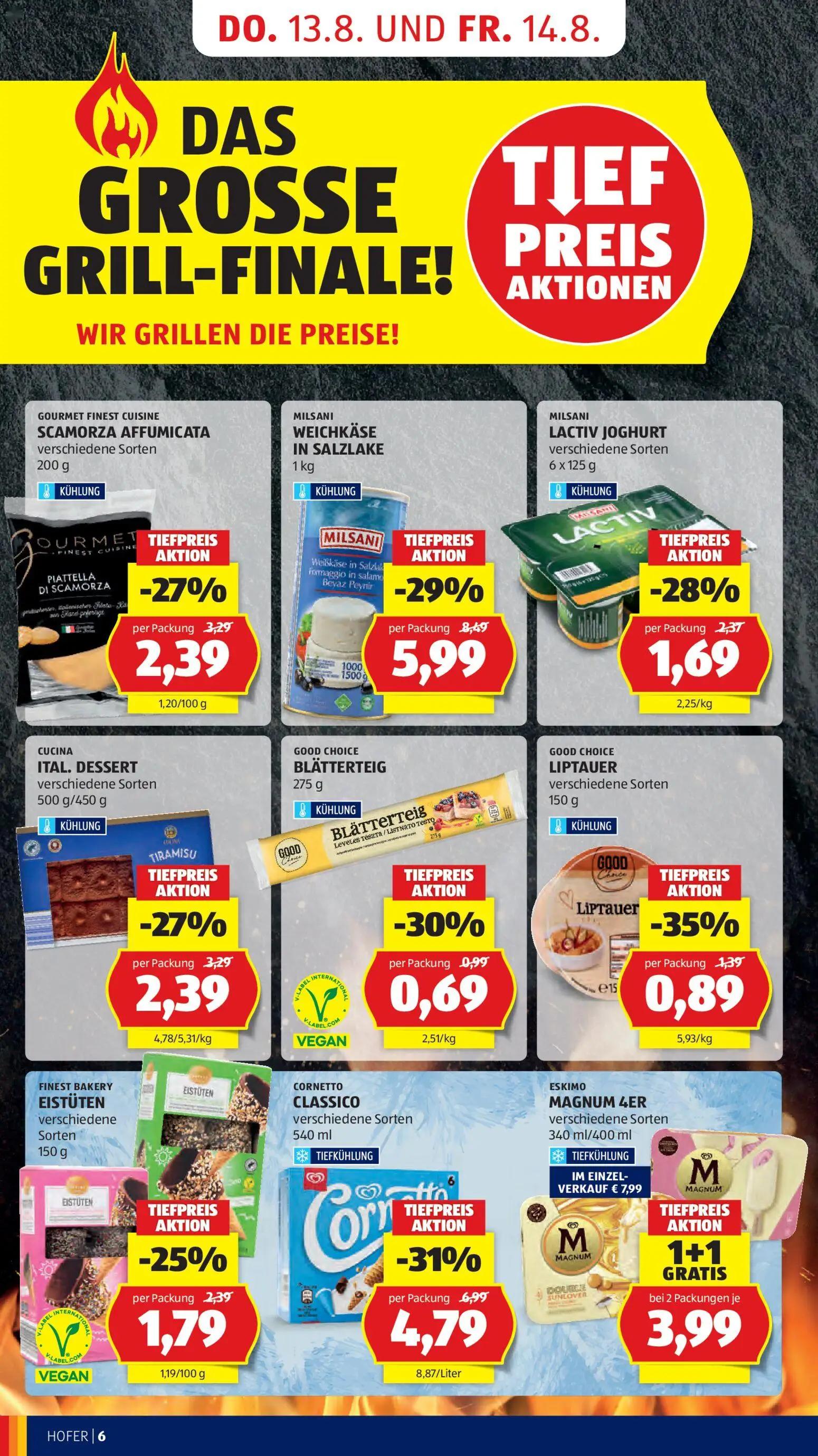 Hofer Prospekt, Seite 18 von 48 — WEICHKÄSE IN SALZLAKE, CORNETTO CLASSICO, EISTÜTEN