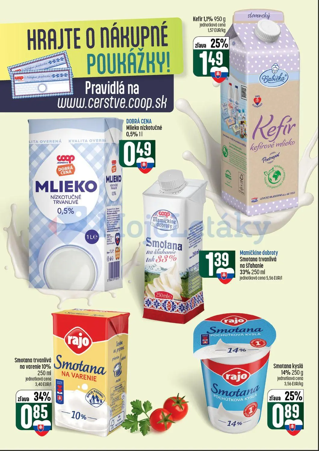 Coop Tempo leták, strana 22 z 64 — Kefir, Smotana trvanlivá na varenie, Smotana kyslá