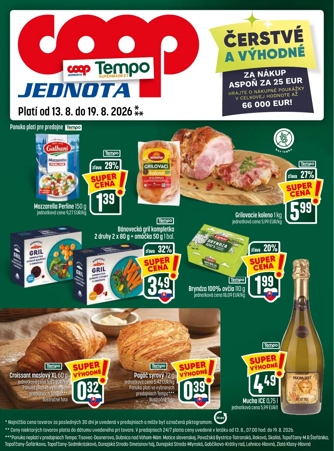 Coop Jednota leták, strana 25 z 28 — Grilovacie koleno, Bánovecká gril kompletka, Mozzarella Perline