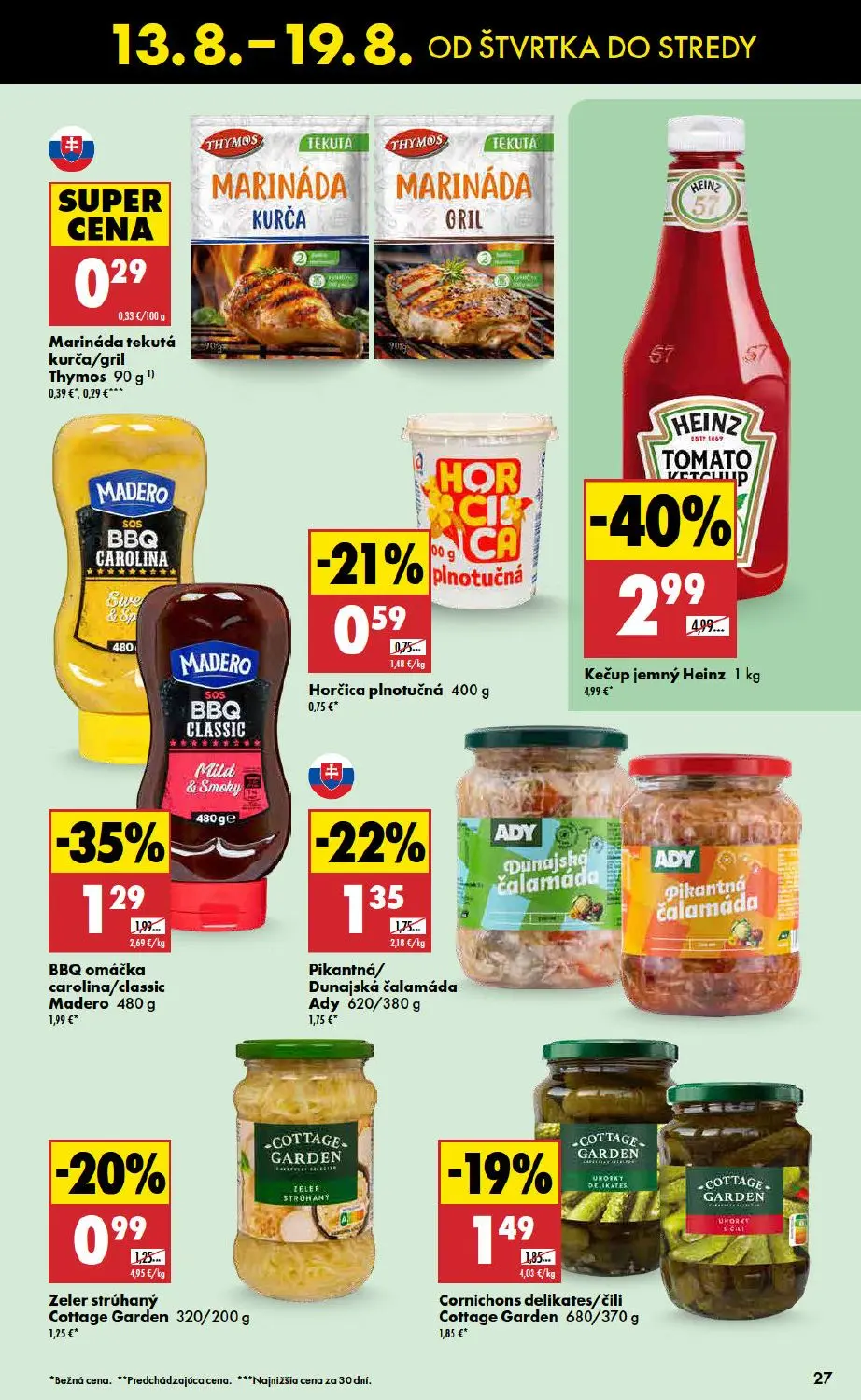Biedronka leták, strana 27 z 48 — Kečup jemný Heinz, BBQ omáčka carolina/classic Madero, Horčica plnotučná