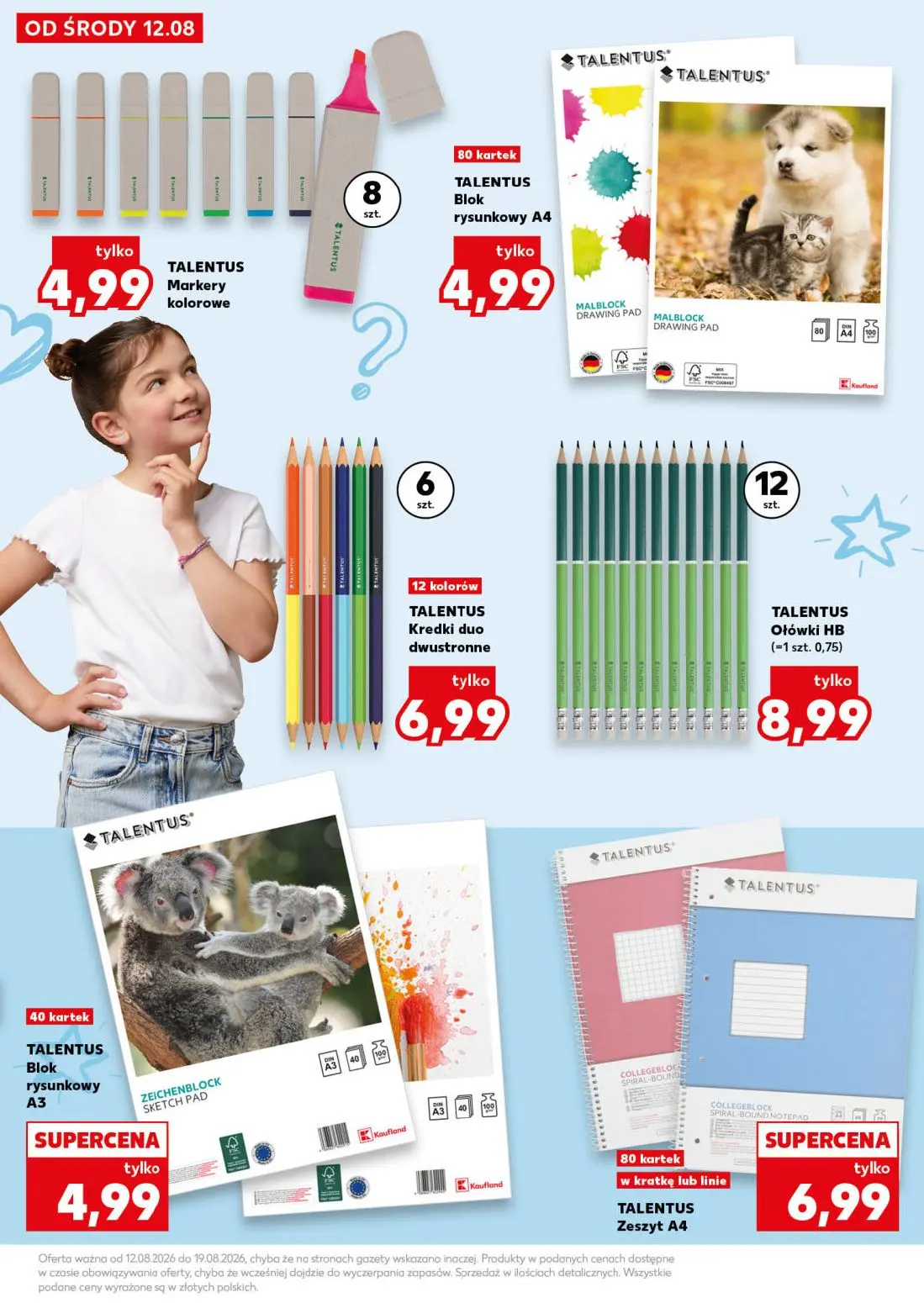 Kaufland gazetka, strona 27 z 40 — TALENTUS Markery kolorowe, TALENTUS Blok rysunkowy A4, TALENTUS Kredki duo dwustronne