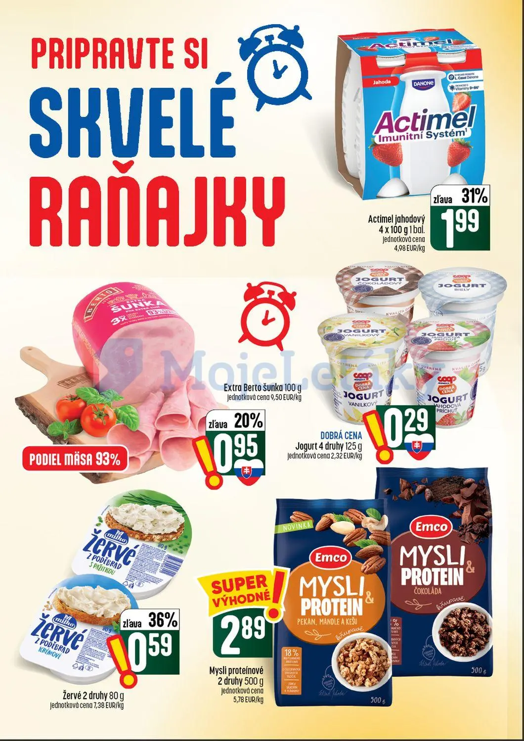 Coop Tempo leták, strana 32 z 64 — Actimel jahodový, Žervé, Extra Berto šunka