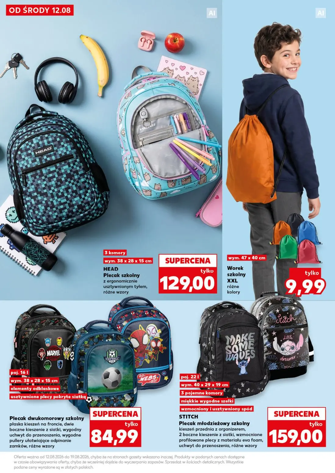 Kaufland gazetka, strona 37 z 40 — Plecak szkolny HEAD, Worek szkolny XXL, Plecak dwukomorowy szkolny