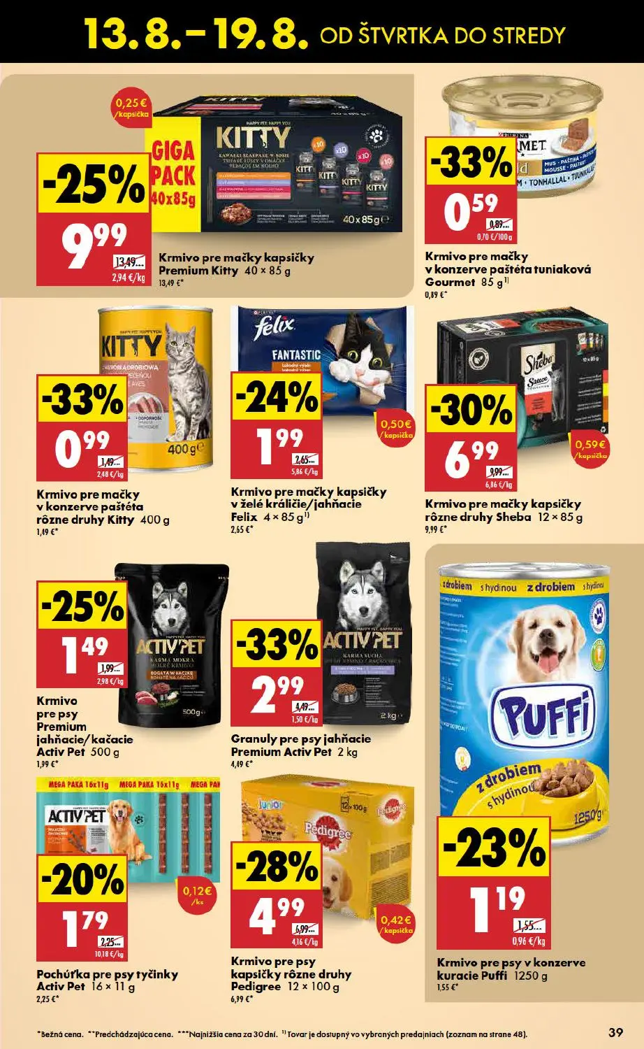 Biedronka leták, strana 39 z 48 — Krmivo pre mačky kapsičky Premium Kitty