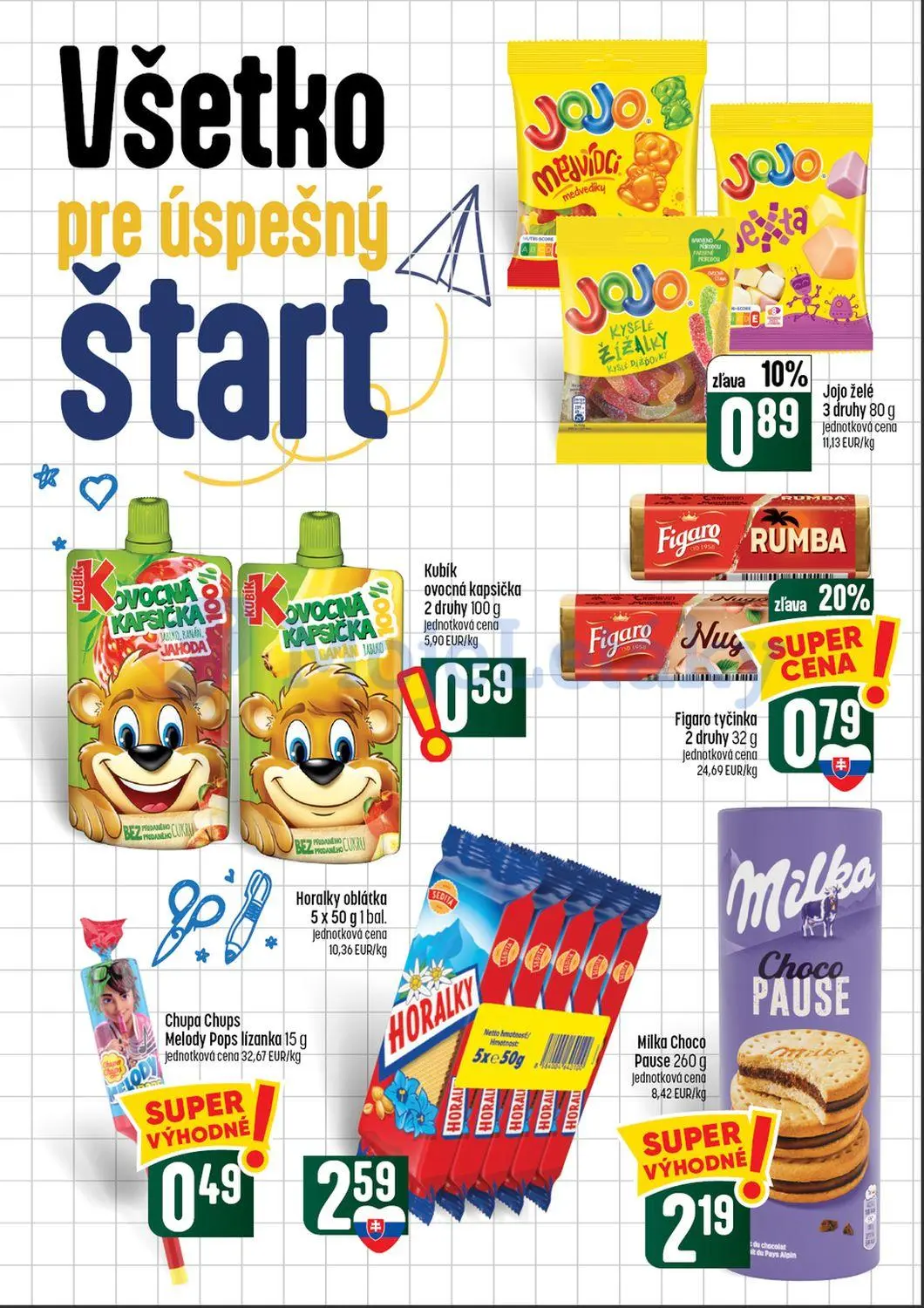 Coop Tempo leták, strana 38 z 64 — Figaro tyčinka, Jojo želé, Kubík ovocná kapsička