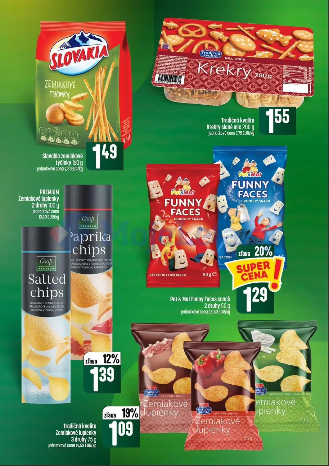Coop Tempo leták, strana 45 z 64 — Pat & Mat Funny Faces snack, Tradičná kvalita Zemiakové lupienky, PREMIUM Zemiakové lupie…