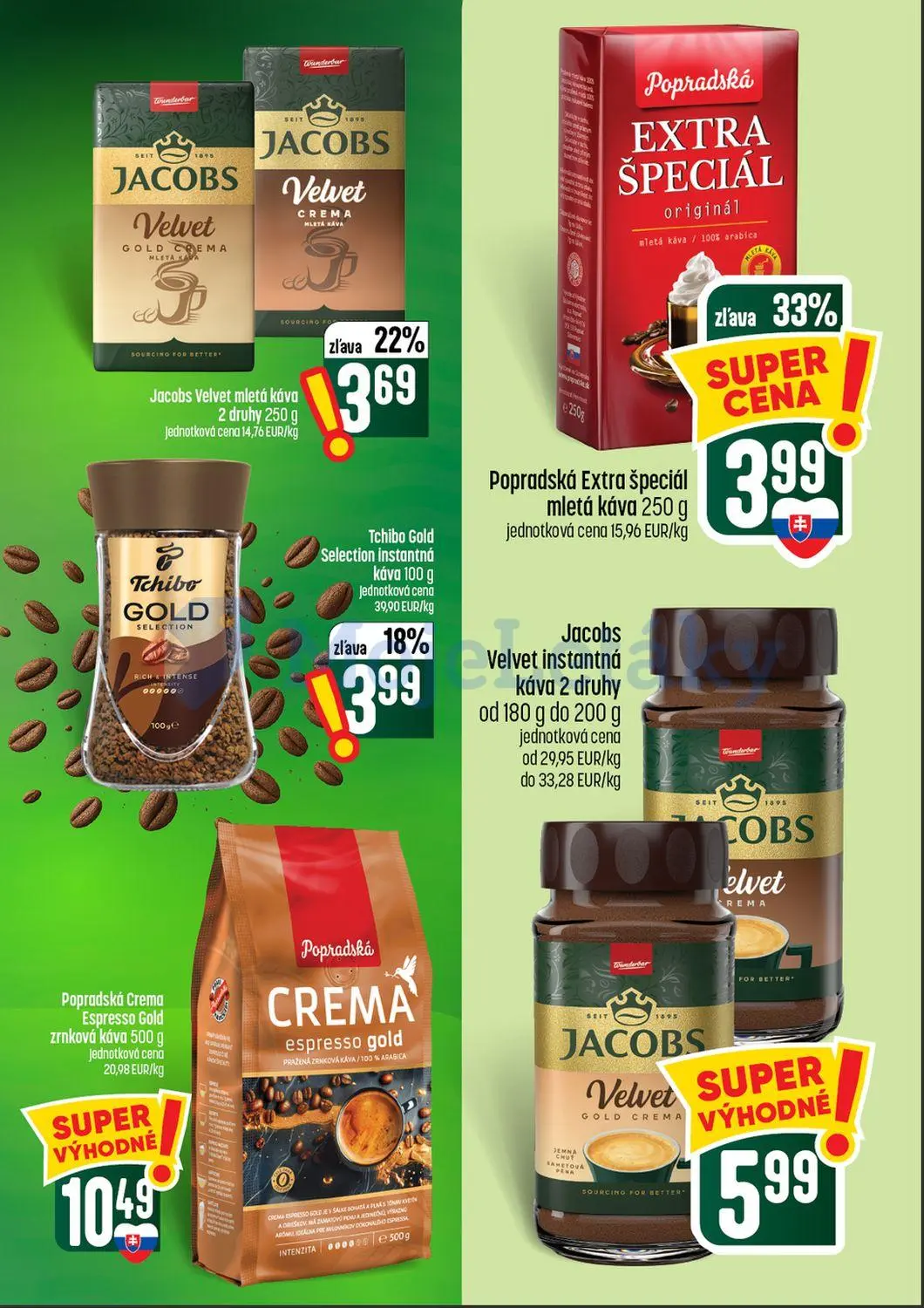 Coop Tempo leták, strana 47 z 64 — Popradská Extra špeciál mletá káva, Jacobs Velvet mletá káva, Tchibo Gold Selection insta…
