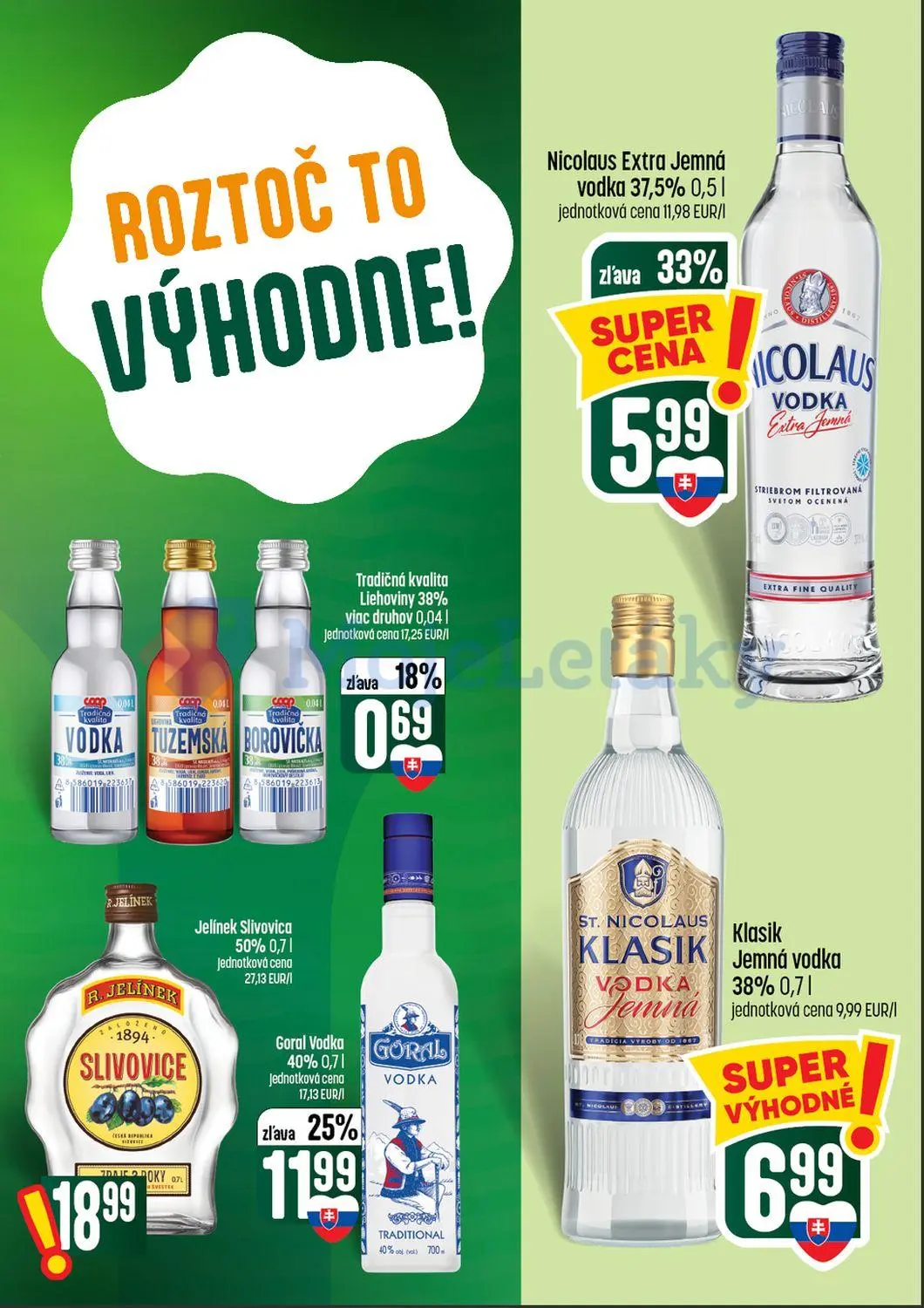 Coop Tempo leták, strana 55 z 64 — Goral Vodka, Nicolaus Extra Jemná vodka, Tradičná kvalita Liehoviny