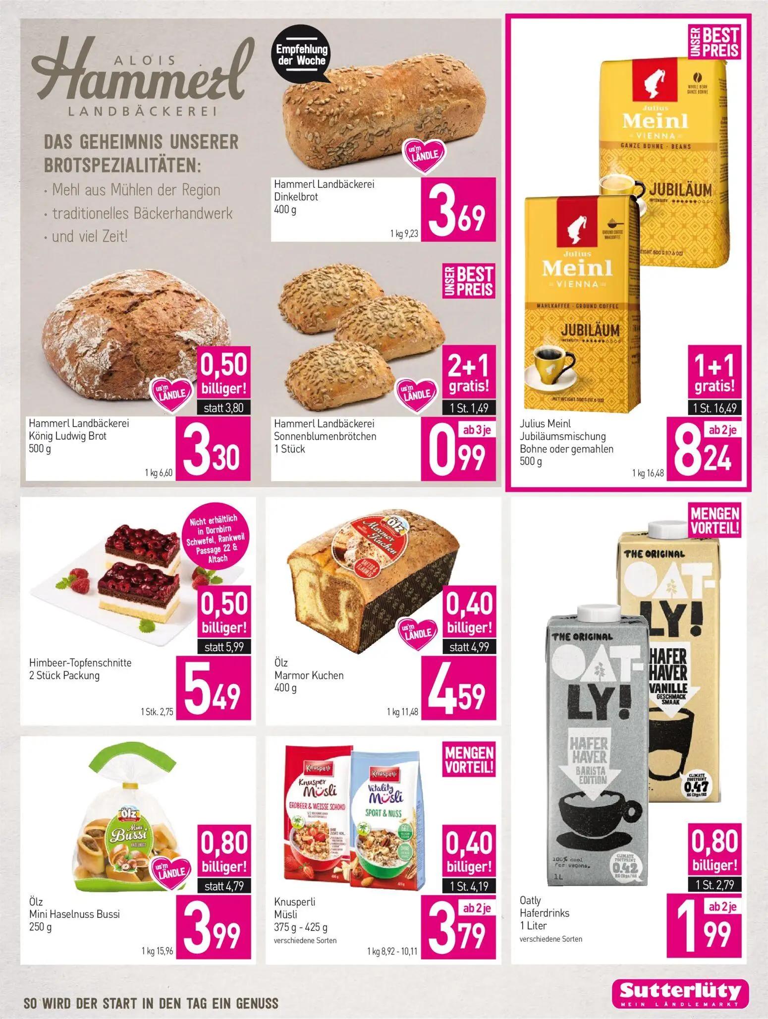 Sutterlüty Prospekt, Seite 3 von 20 — Julius Meinl Jubiläumsmischung Bohne oder gemahlen, Ölz Mini Haselnuss Bussi, Oatly Ha…