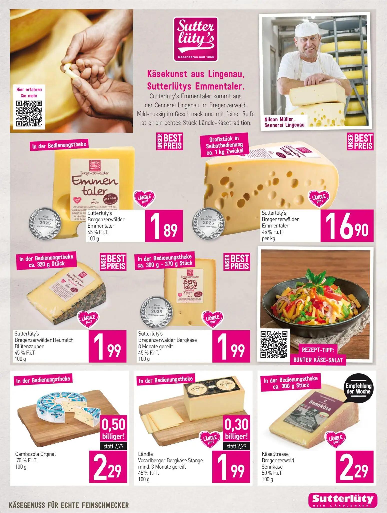 Sutterlüty Prospekt, Seite 5 von 20 — Cambozola Orginal, Ländle Vorarlberger Bergkäse Stange, Sutterlüty's Bregenzerwälder E…