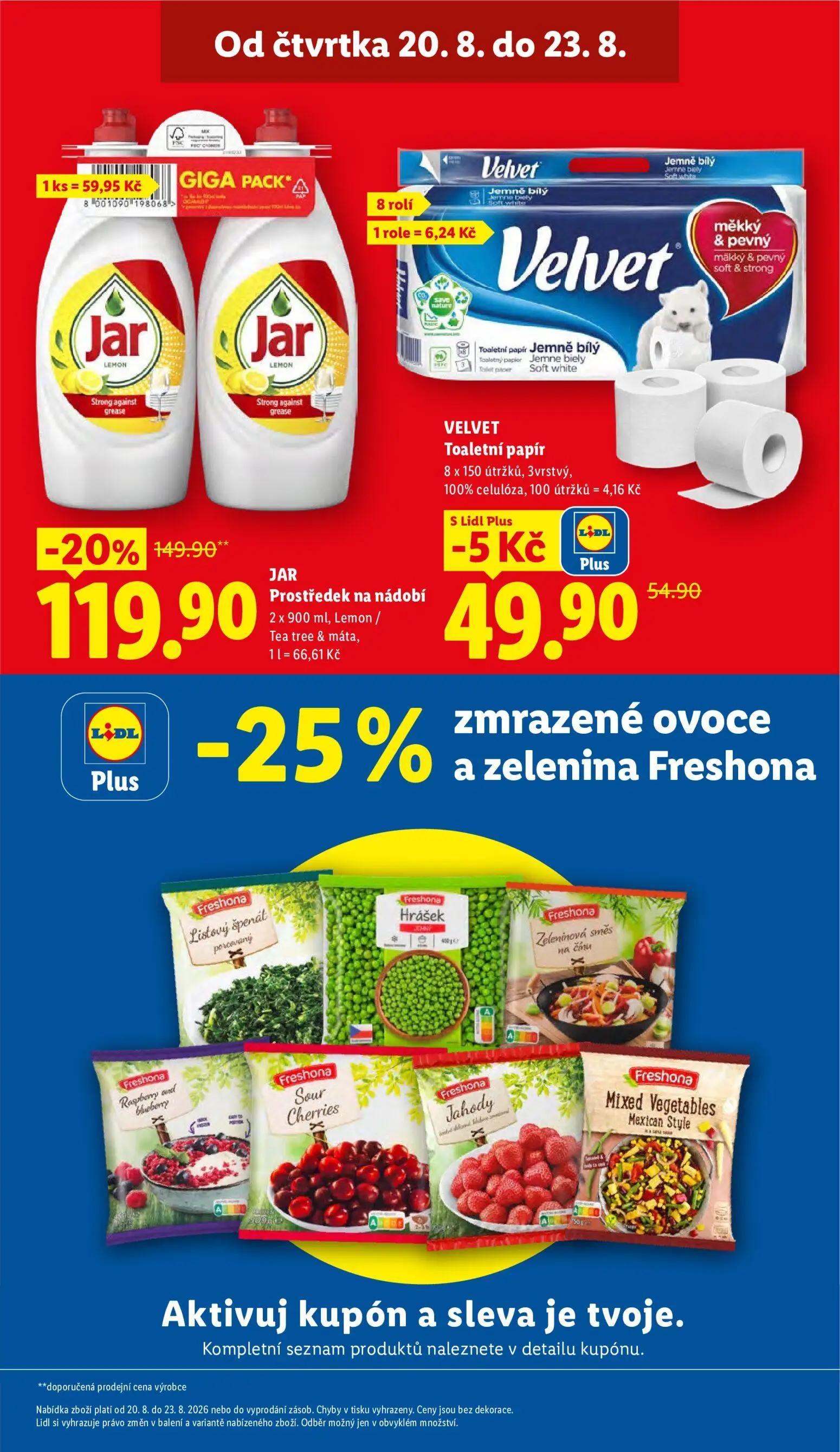 Lidl leták, strana 3 z 49 — JAR Prostředek na nádobí, VELVET Toaletní papír