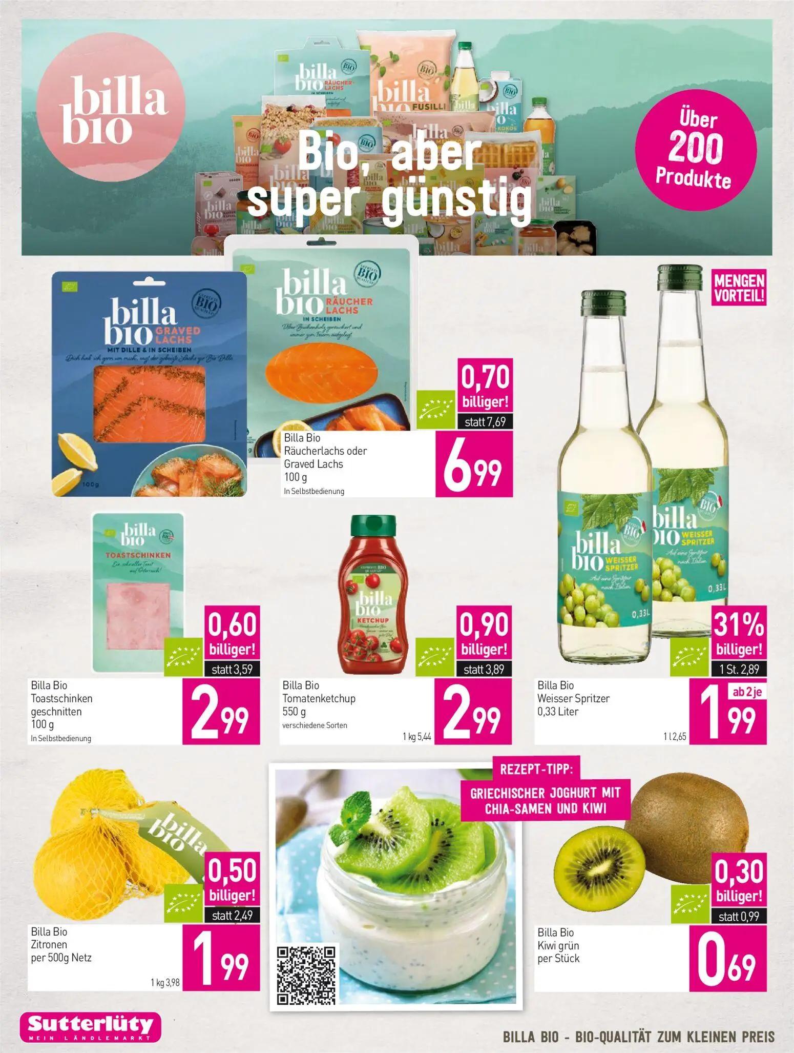 Sutterlüty Prospekt, Seite 6 von 20 — Billa Bio Tomatenketchup verschiedene Sorten, Billa Bio Weisser Spritzer, Billa Bio Rä…