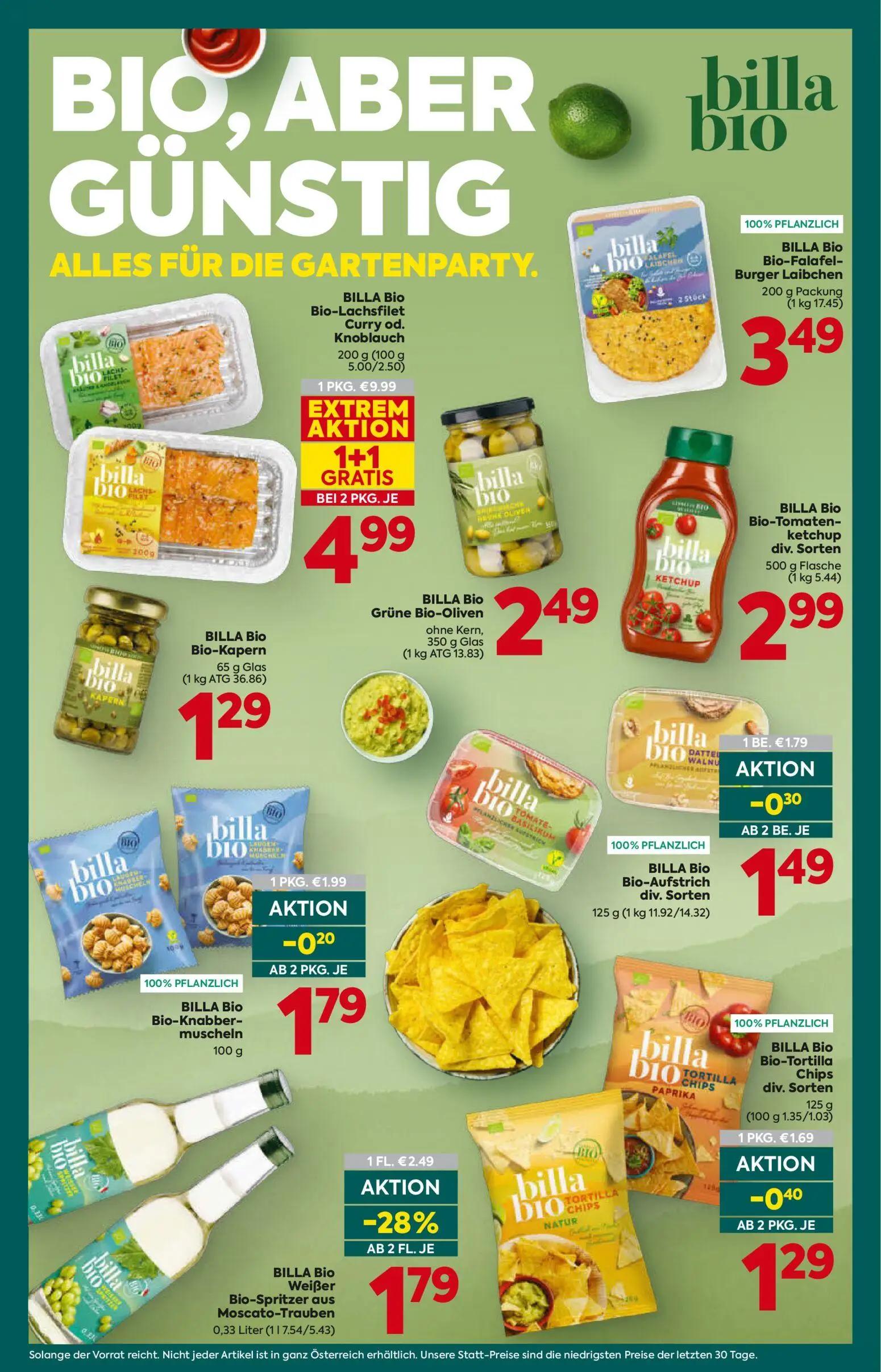 Billa Plus Prospekt, Seite 8 von 16 — BILLA Bio Bio-Lachsfilet Curry od. Knoblauch, BILLA Bio Weißer Bio-Spritzer aus Moscat…