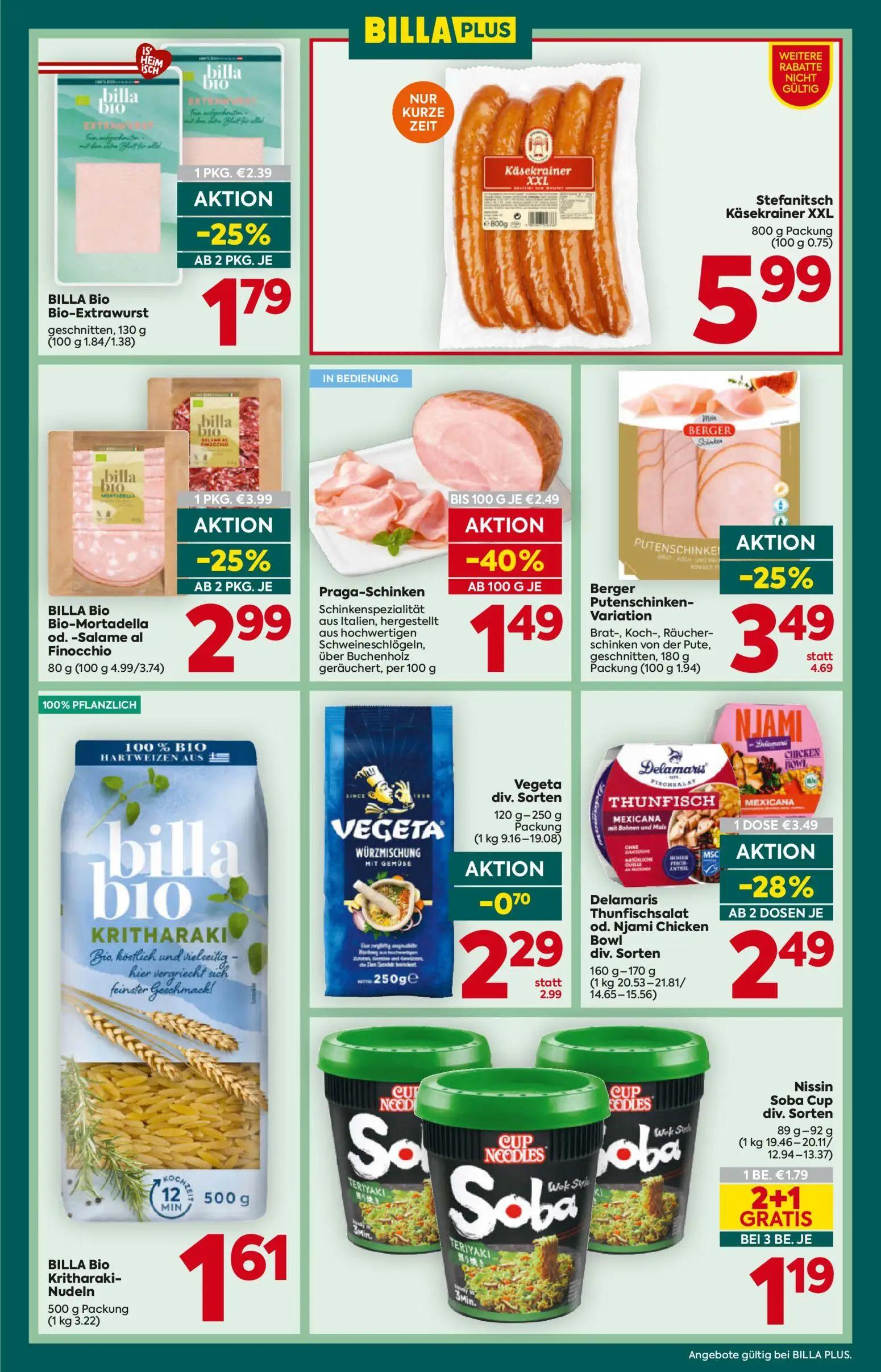 Billa Plus Prospekt, Seite 9 von 16 — Berger Putenschinken- Variation, BILLA Bio Bio-Mortadella od. -Salame al Finocchio, Pr…