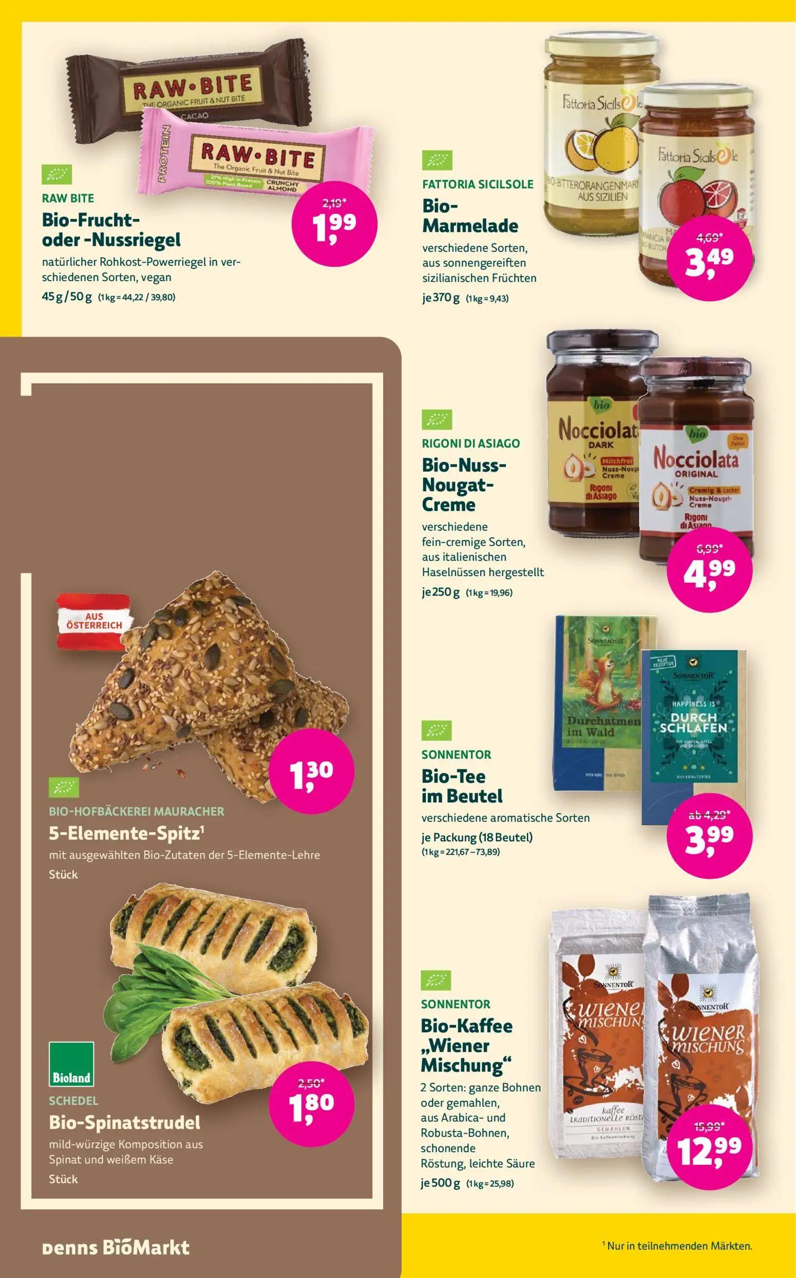 Denns BioMarkt Prospekt, Seite 10 von 14 — Bio-Kaffee „Wiener Mischung", Bio-Nuss- Nougat- Creme, Bio- Marmelade