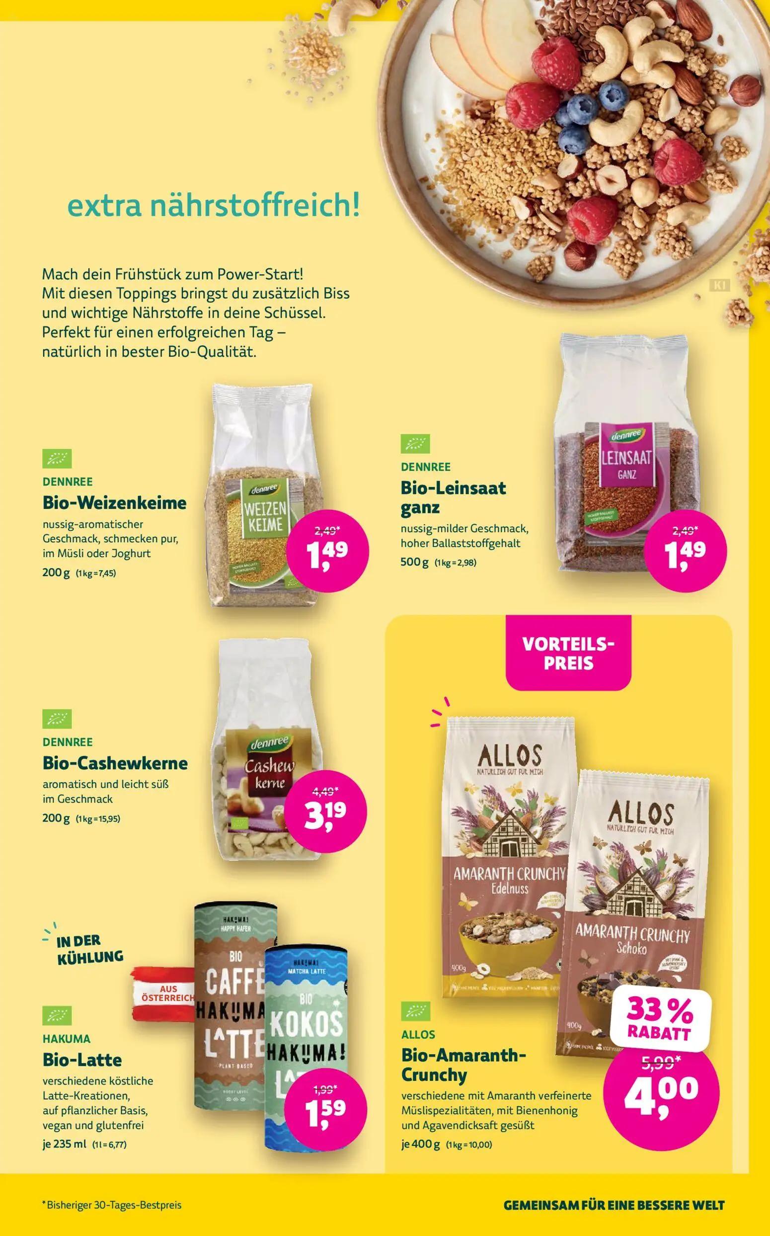 Denns BioMarkt Prospekt, Seite 11 von 14 — Bio-Amaranth-Crunchy, Bio-Cashewkerne, Bio-Weizenkeime