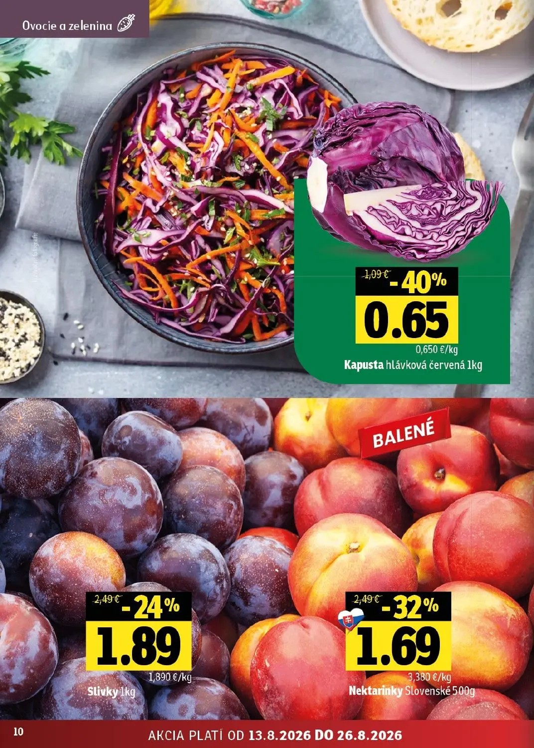 Fresh východ leták, strana 10 z 54 — Nektarinky Slovenské, Slivky, Kapusta hlávková červená
