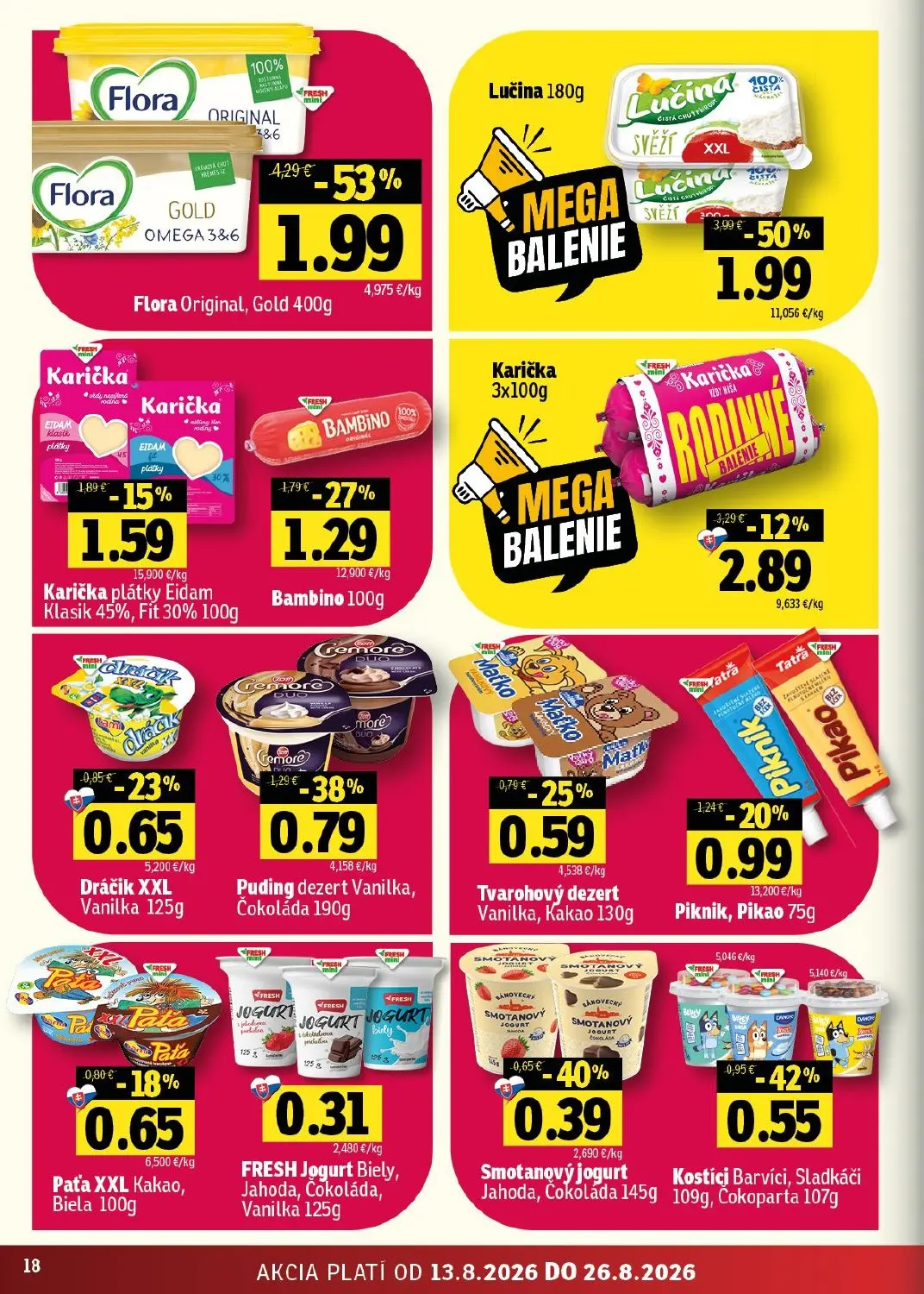 Fresh východ leták, strana 18 z 54 — Flora Original, Gold, Lučina, Bambino