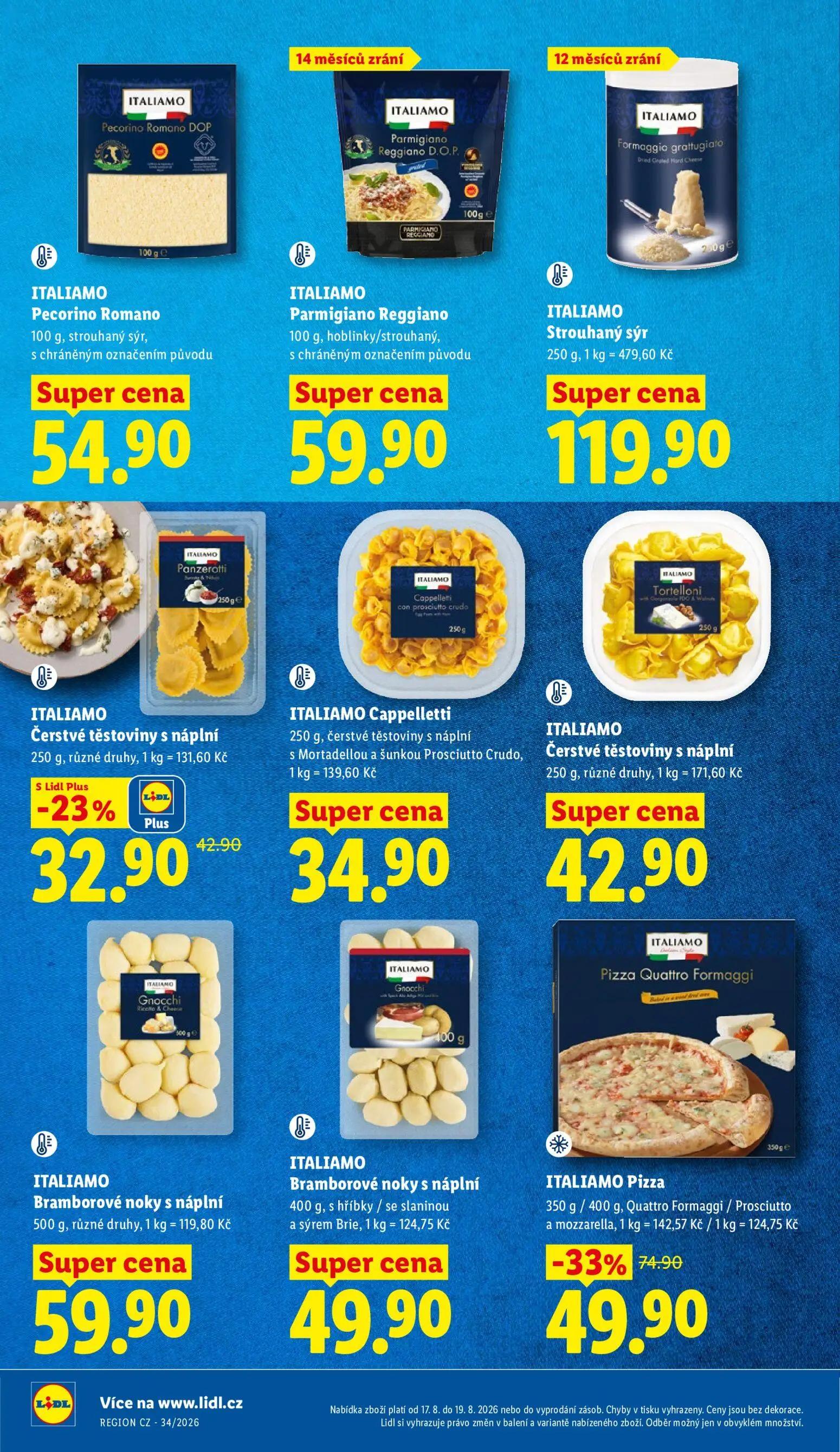 Lidl leták, strana 20 z 53 — ITALIAMO Čerstvé těstoviny s náplní, ITALIAMO Parmigiano Reggiano