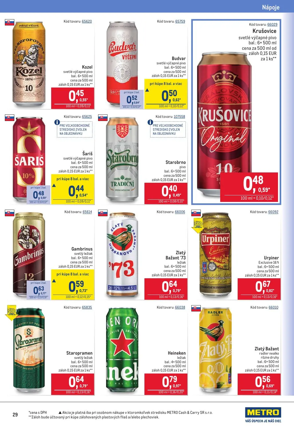 Metro leták, strana 29 z 40 — Šariš, Gambrinus, Budvar