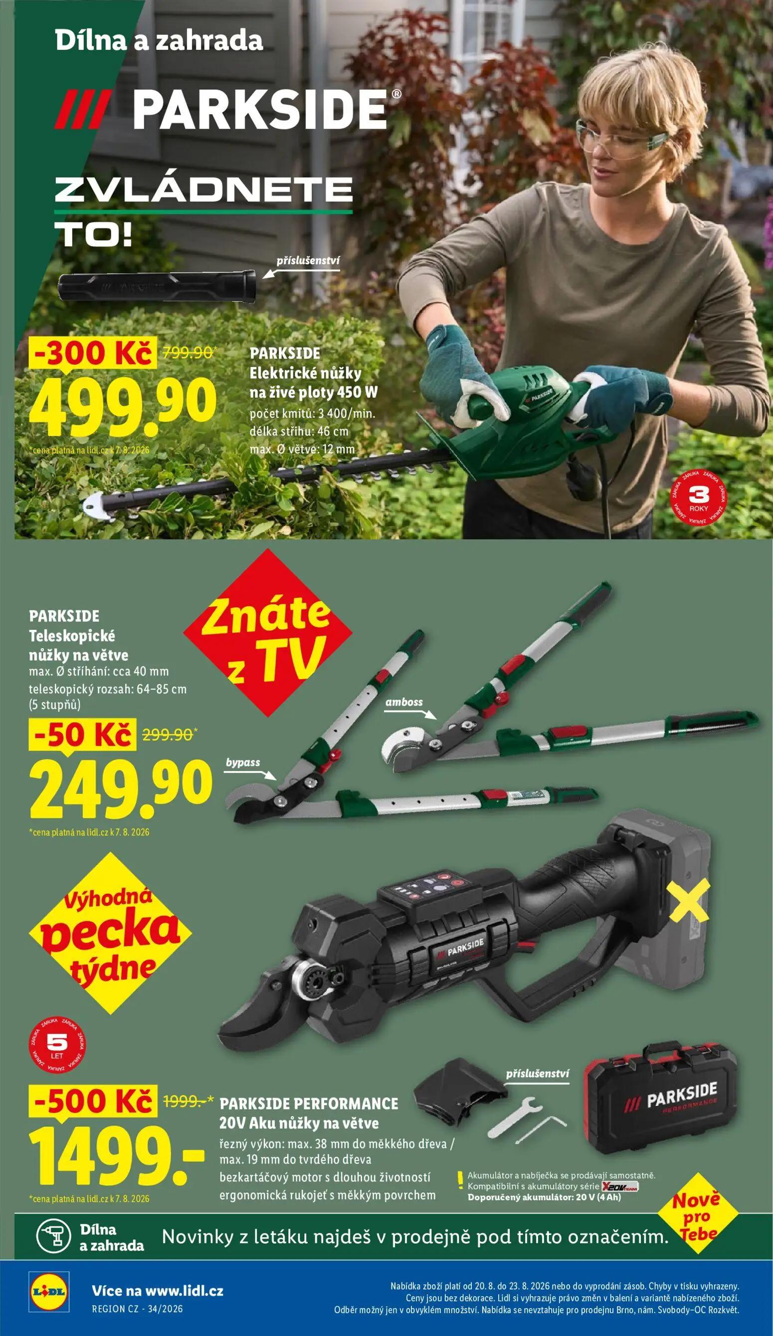 Lidl leták, strana 30 z 49 — PARKSIDE PERFORMANCE 20V Aku nůžky na větve, PARKSIDE Teleskopické nůžky na větve