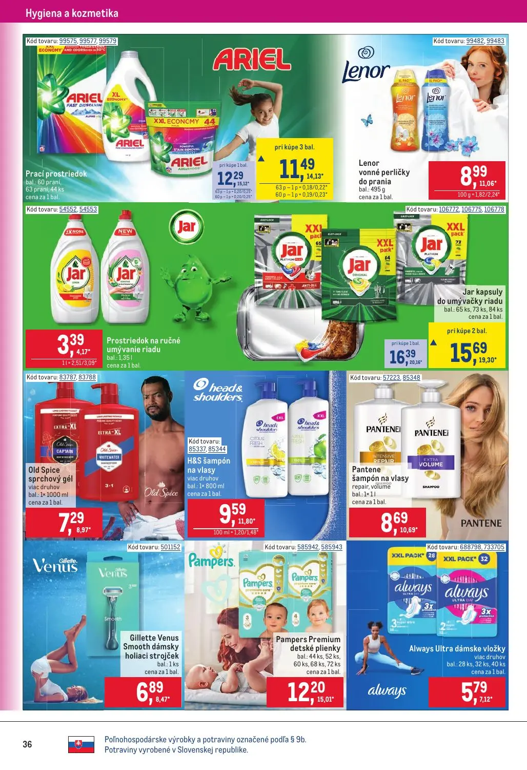 Metro leták, strana 36 z 40 — Jar kapsuly do umývačky riadu, Prací prostriedok, Pampers Premium detské plienky