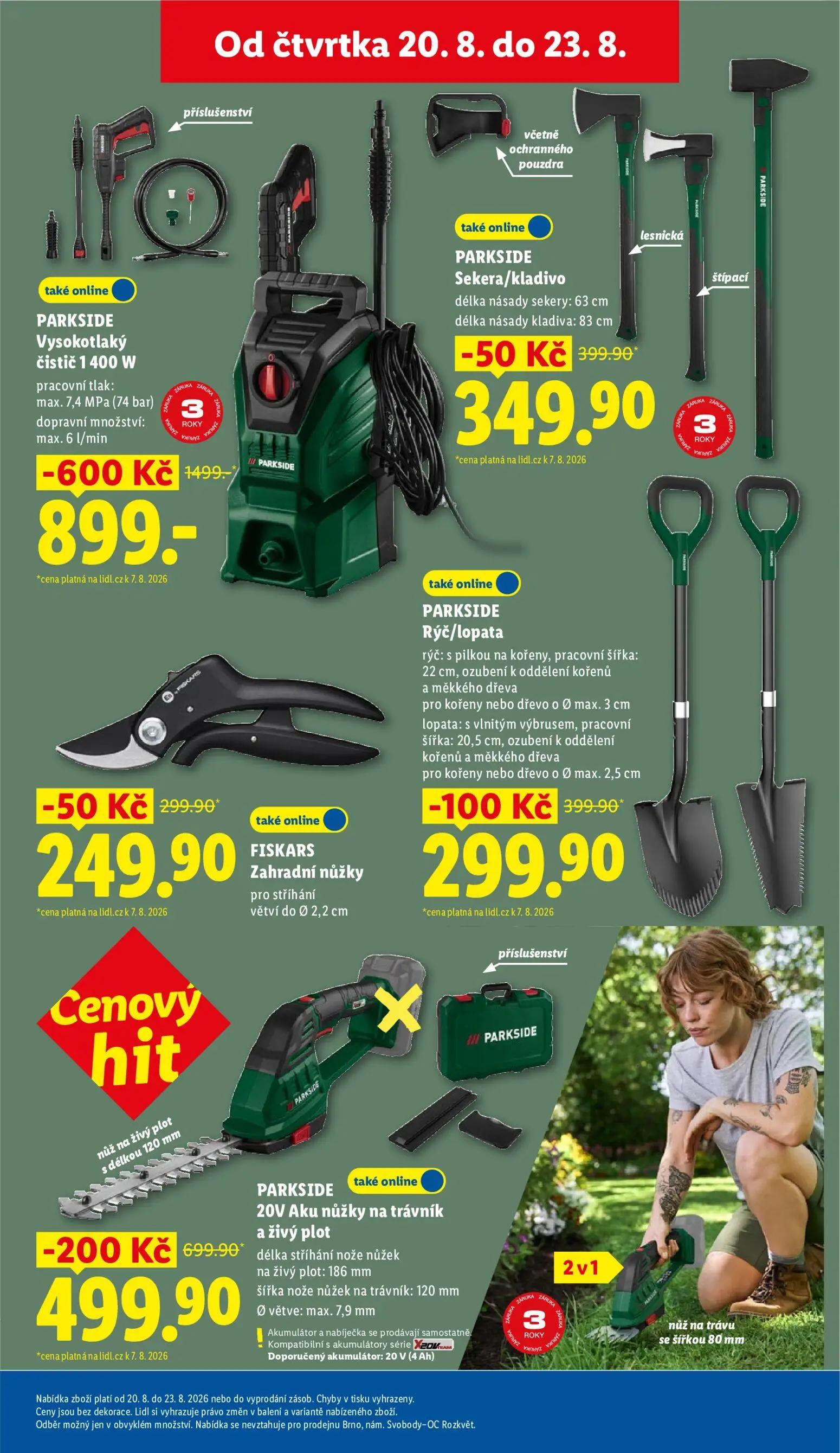 Lidl leták, strana 31 z 49 — PARKSIDE 20V Aku nůžky na trávník a živý plot, FISKARS Zahradní nůžky