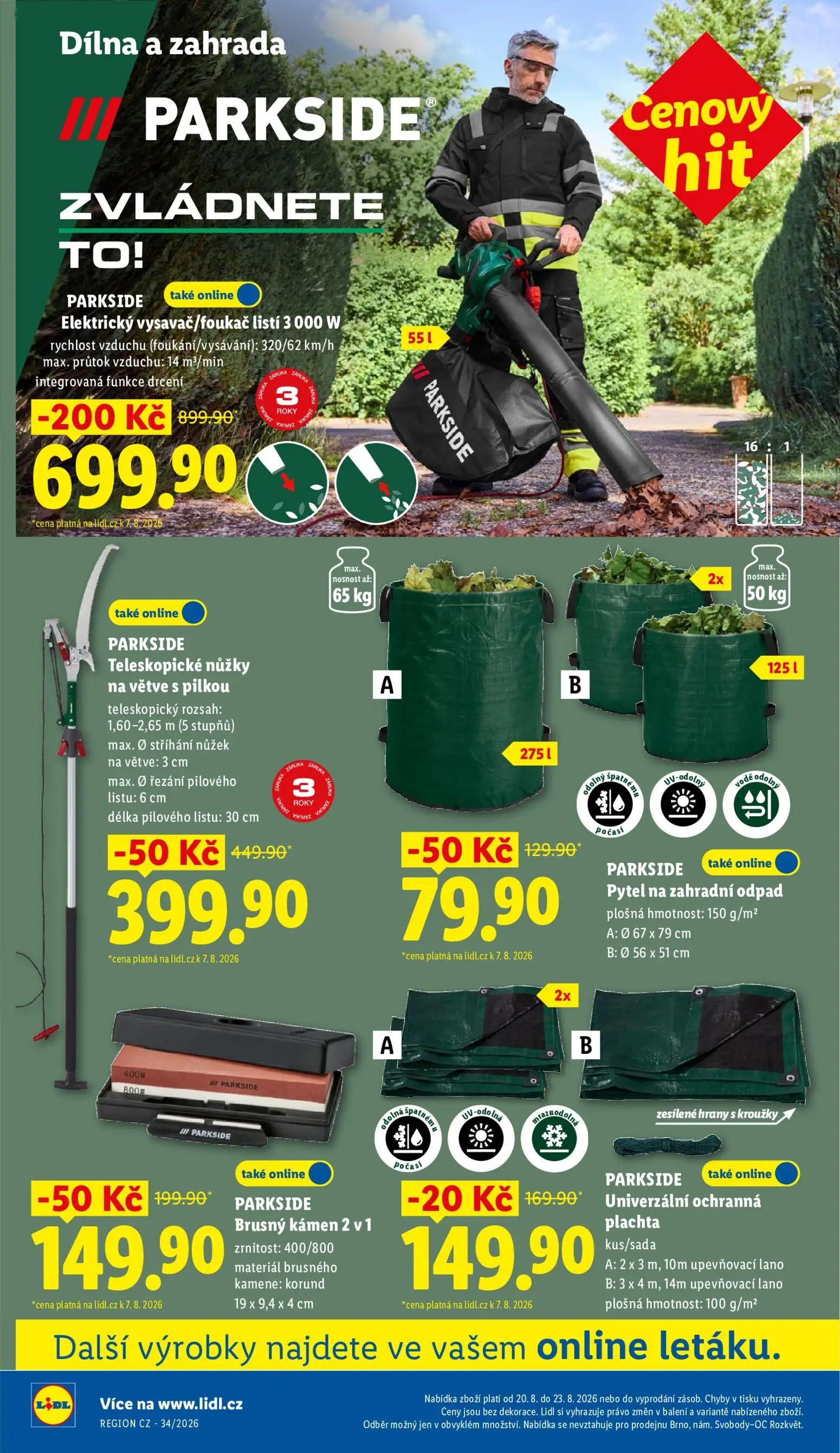 Lidl leták, strana 32 z 49 — Teleskopické nůžky na větve s pilkou, Pytel na zahradní odpad