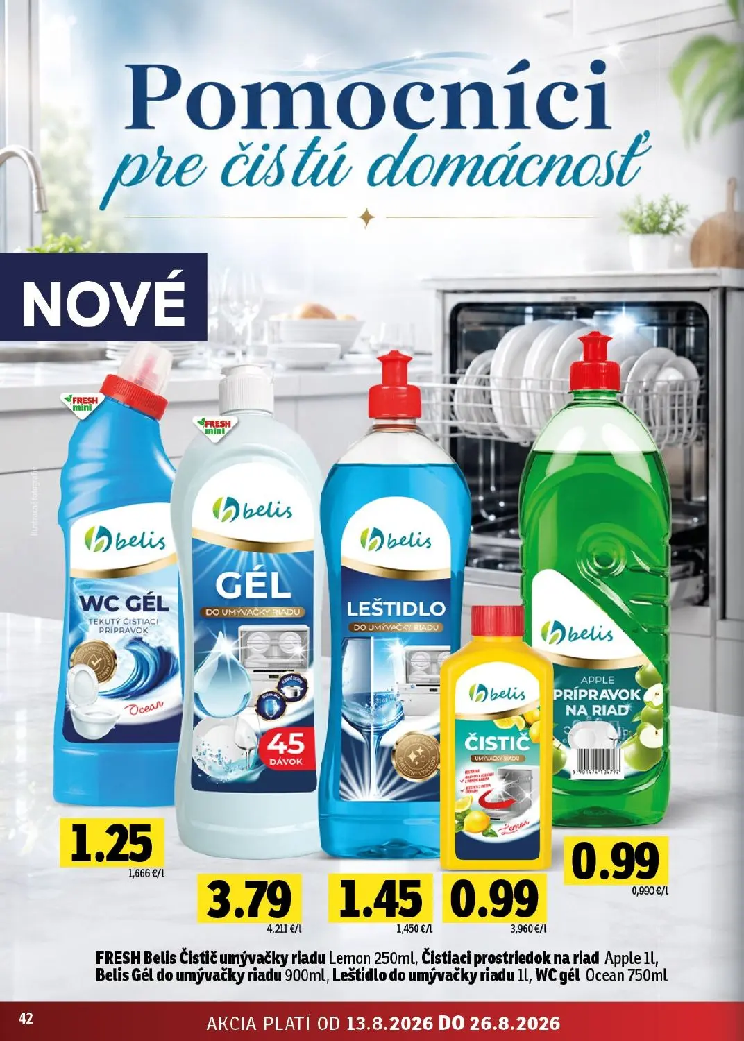 Fresh východ leták, strana 42 z 54 — Belis WC gél Ocean, Belis Gél do umývačky riadu, Belis Leštidlo do umývačky riadu