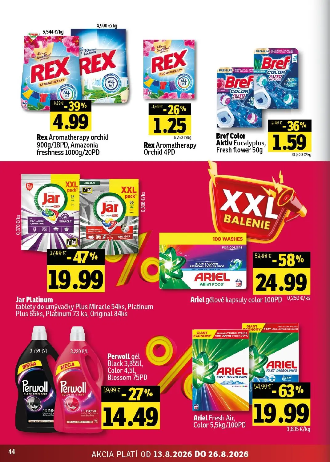 Fresh východ leták, strana 44 z 54 — Ariel gélové kapsuly color 100PD, Ariel Fresh Air, Color 5,5kg/100PD, Jar Platinum tabl…