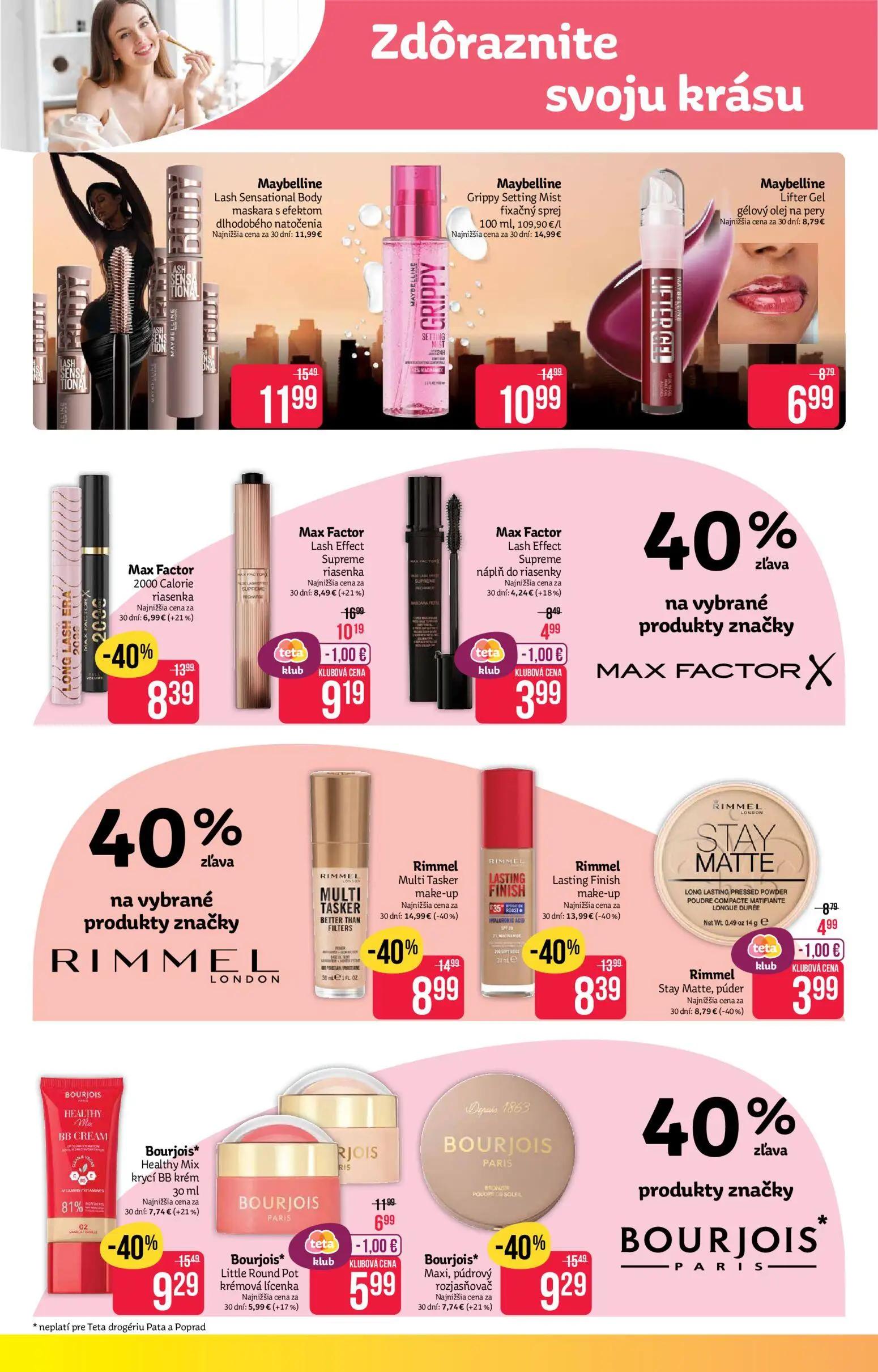Teta Drogerie leták, strana 2 z 16 — Max Factor Lash Effect Supreme riasenka, Bourjois* Healthy Mix krycí BB krém, Bourjois*…